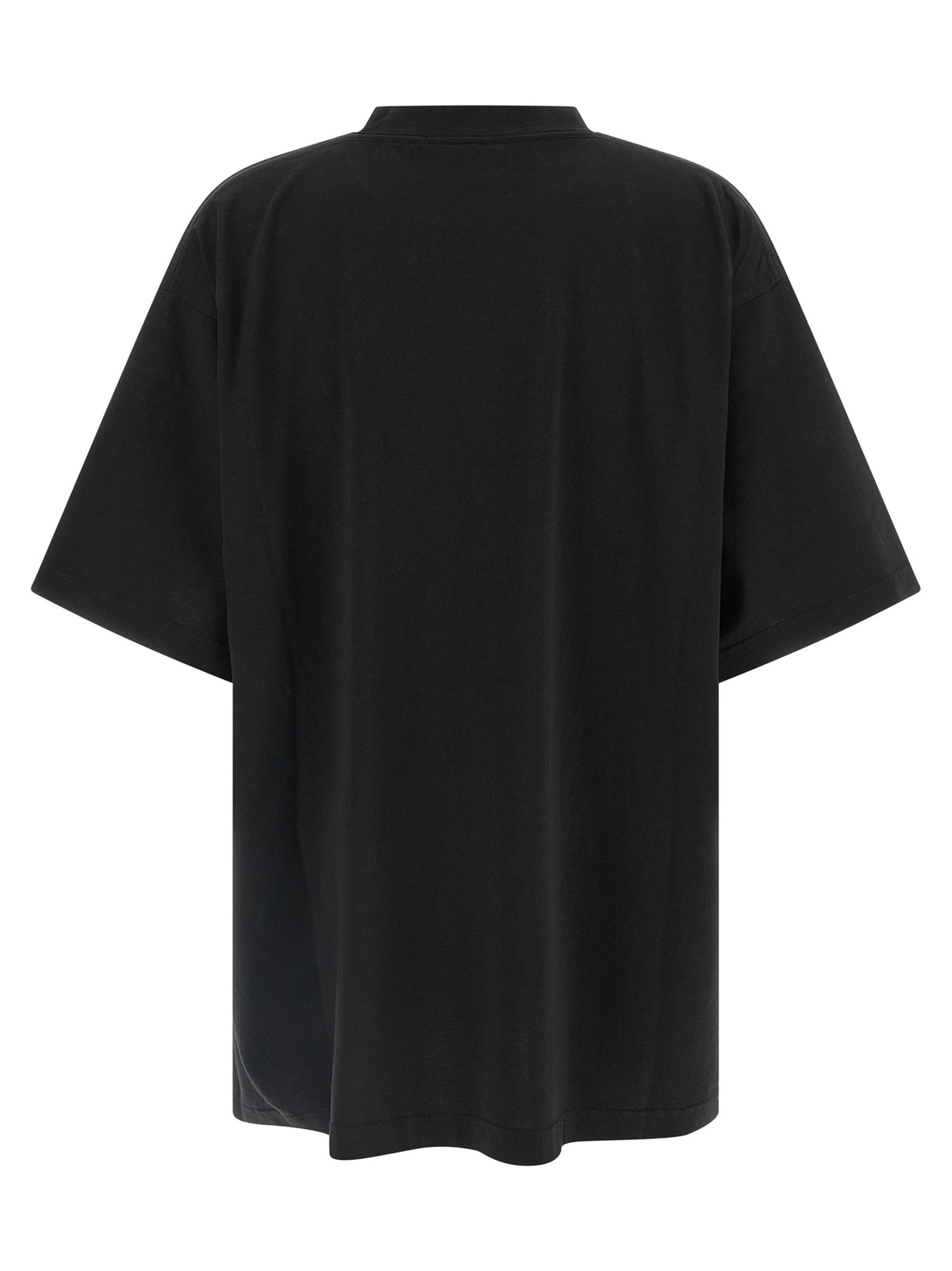 Elevate your wardrobe with Balenciaga's Black Cotton T-Shirt, a masterpiece of craftsmanship and contemporary flair, perfect for the discerning fashion connoisseur.