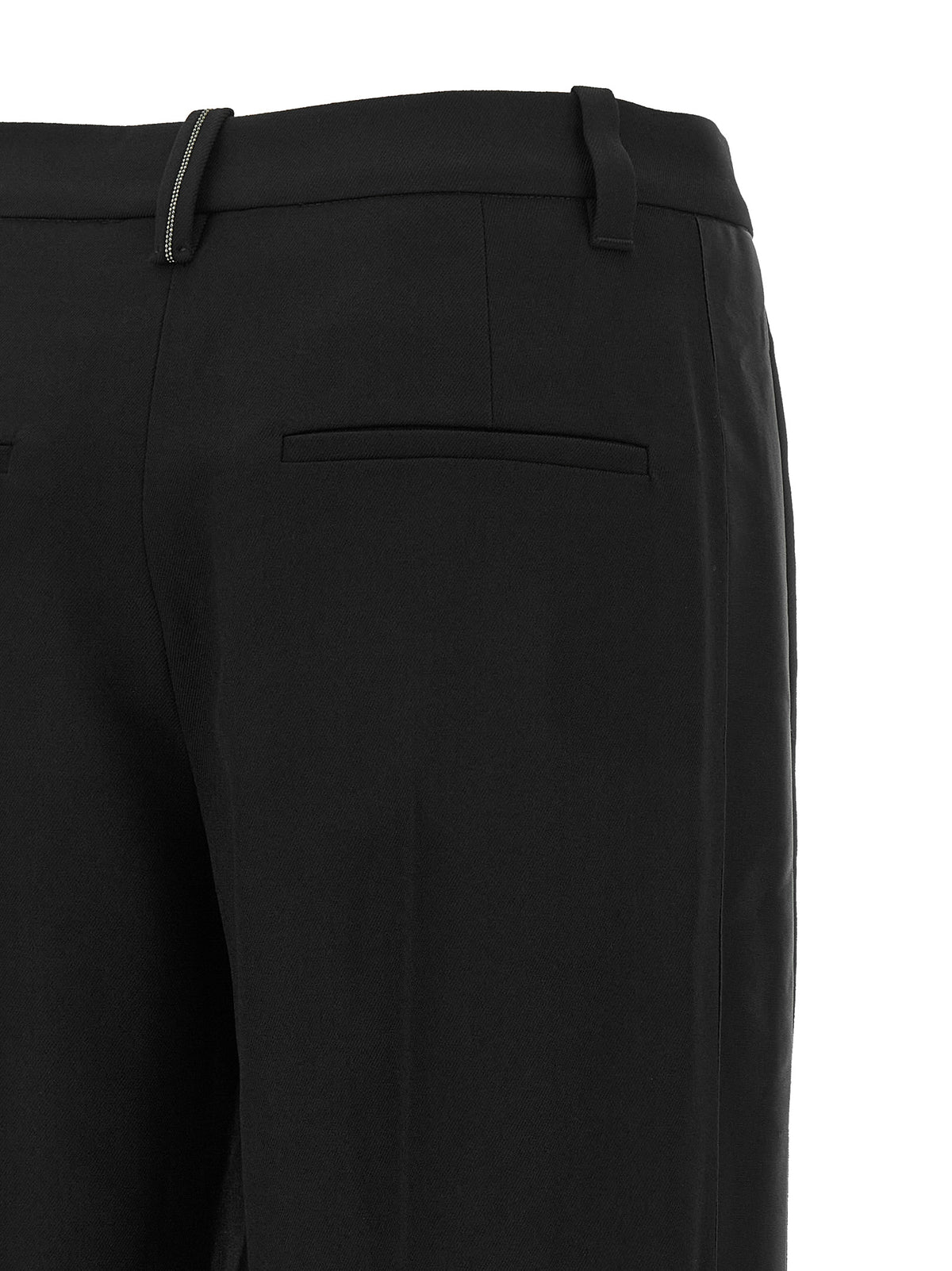 Brunello Cucinelli Black Virgin Wool Casual Pants for Timeless Elegance