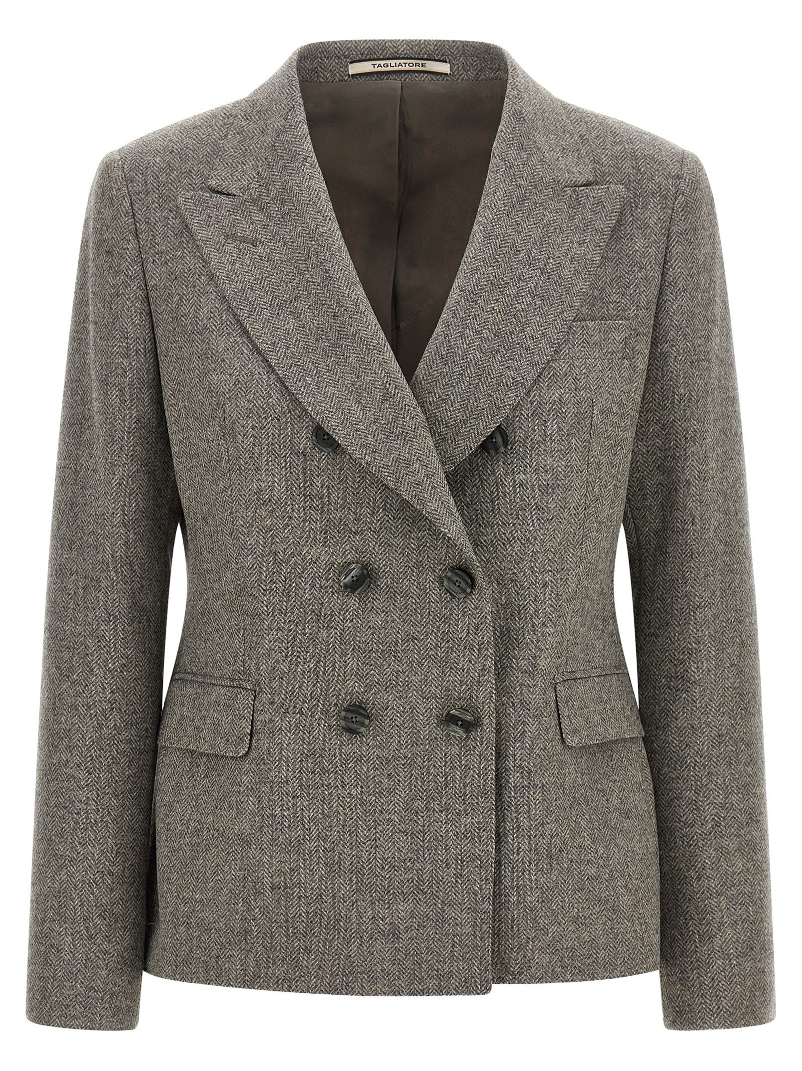 Elevate your wardrobe with the Tagliatore Gray Virgin Wool Blazer, a masterpiece of Italian craftsmanship blending luxurious virgin wool and cashmere for timeless elegance.