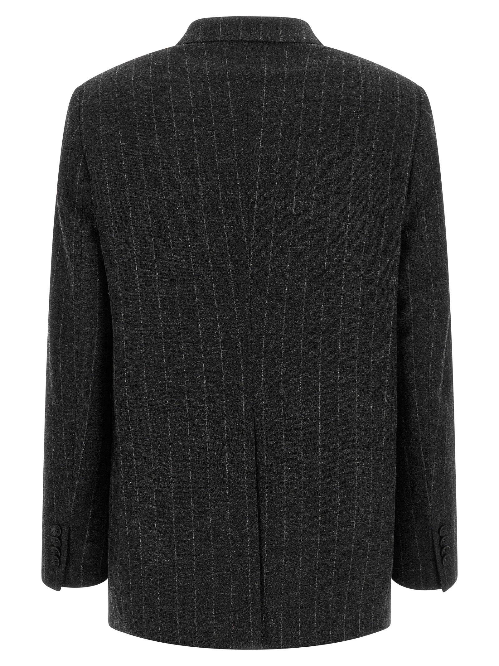 Elevate your wardrobe with the Tagliatore Jasmine Gray Wool Blazer, a masterpiece of Italian craftsmanship featuring an elegant pinstripe design and sophisticated double-breasted silhouette.