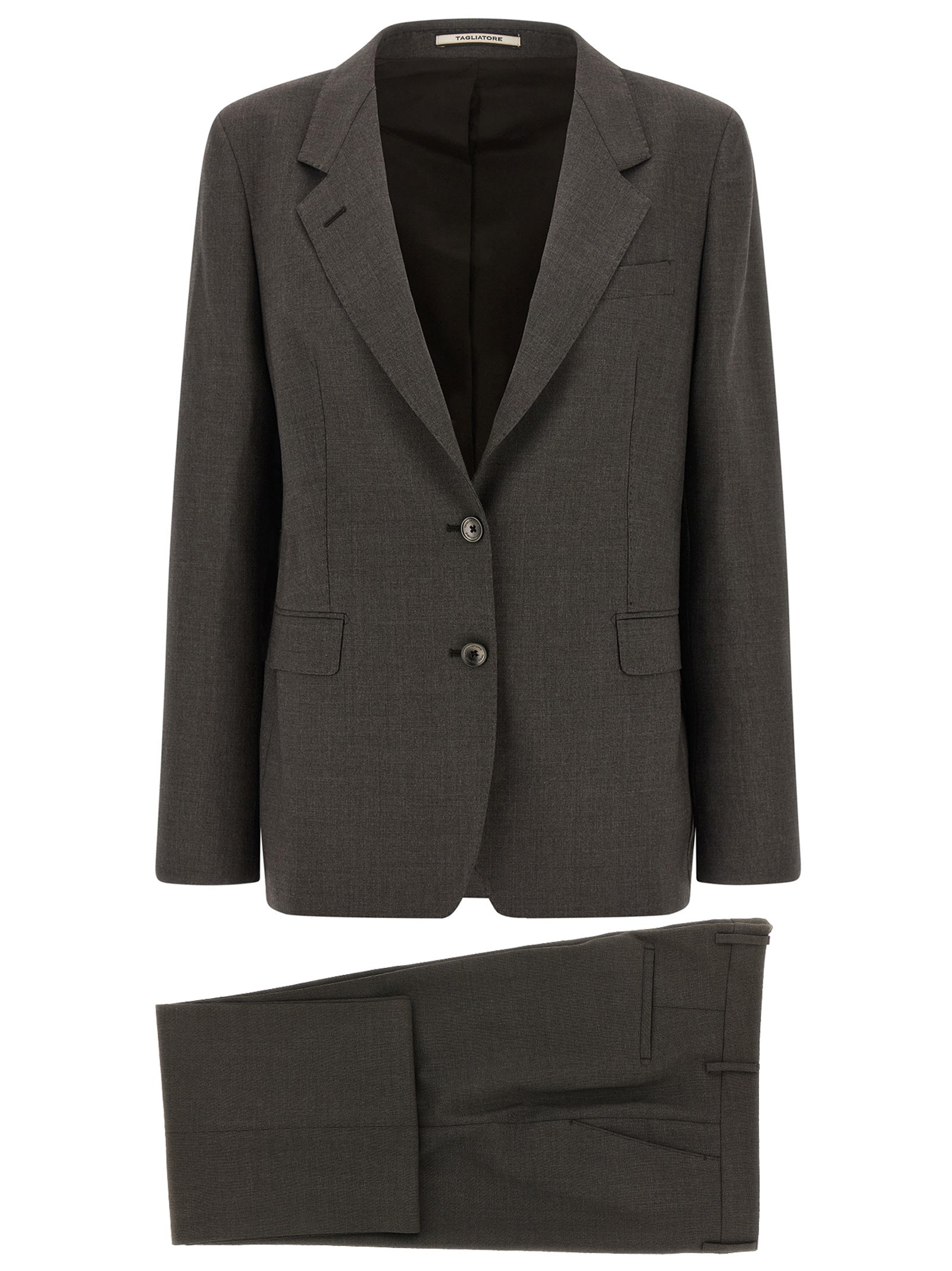 Elevate your wardrobe with the Tagliatore Gray Virgin Wool Two-Piece Suit, a masterpiece of Italian tailoring that embodies sophistication and timeless elegance.