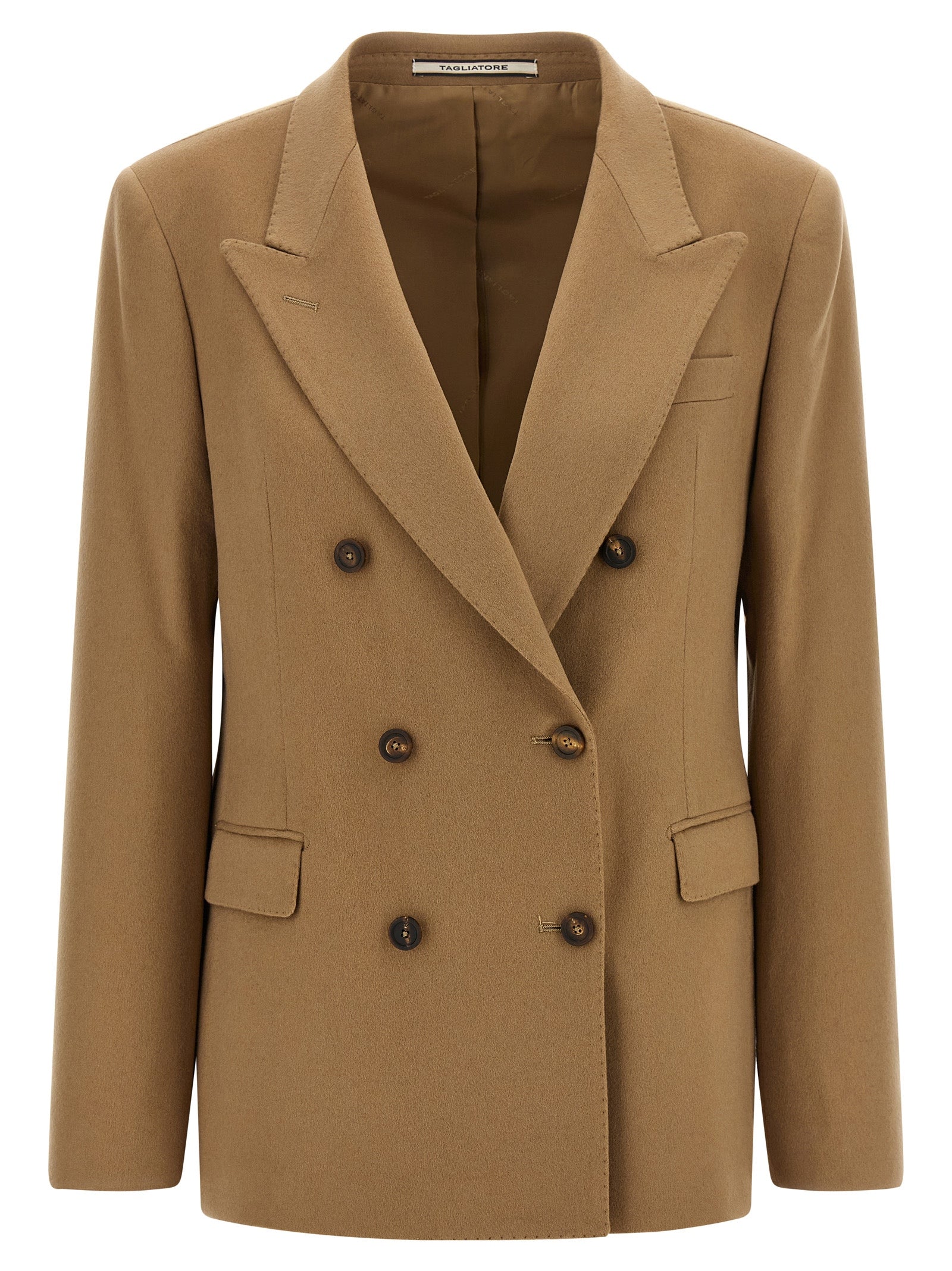 Elevate your wardrobe with the Tagliatore Beige Cashmere Blazer, a masterpiece of Italian craftsmanship that embodies bold sophistication and timeless elegance.
