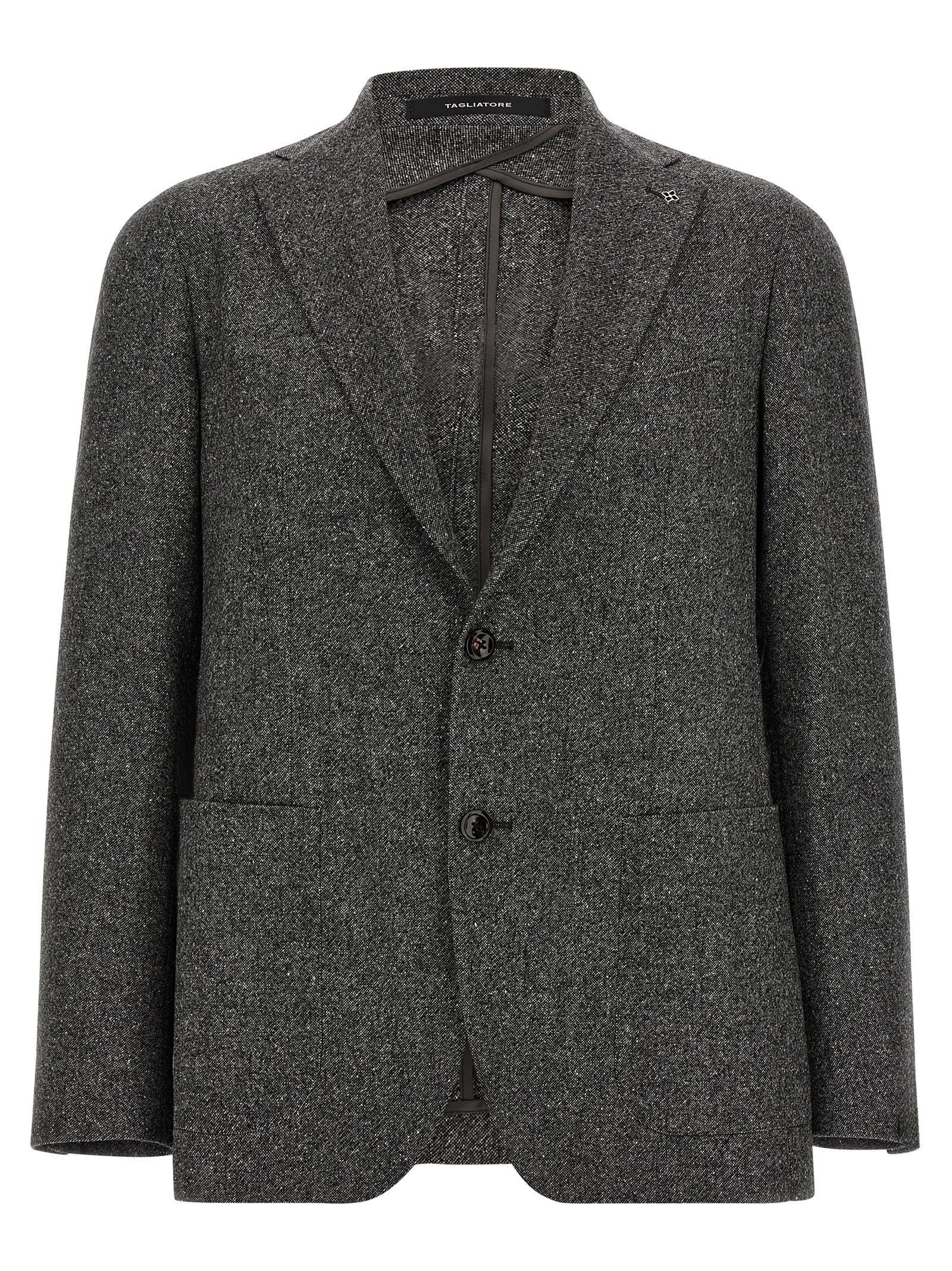 Elevate your wardrobe with the Tagliatore Gray Virgin Wool Blazer, a masterpiece of Italian tailoring, blending luxurious virgin wool and silk for unparalleled sophistication.
