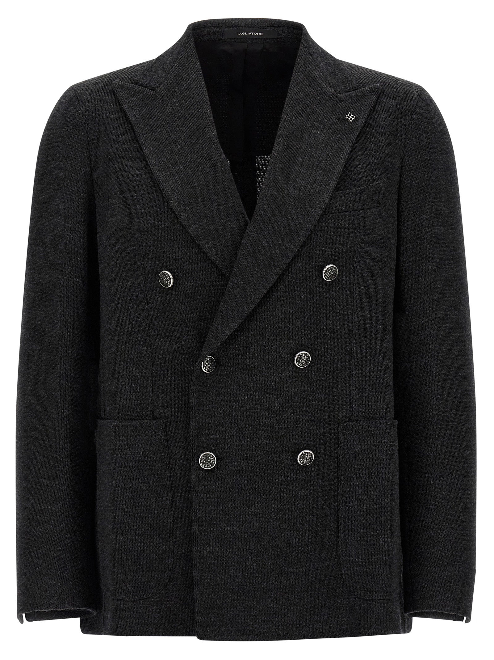 Experience the elegance of TAGLIATORE's Montecarlo Gray Polyester Blazer, a testament to Italian craftsmanship, designed for those who embody sophistication and style.