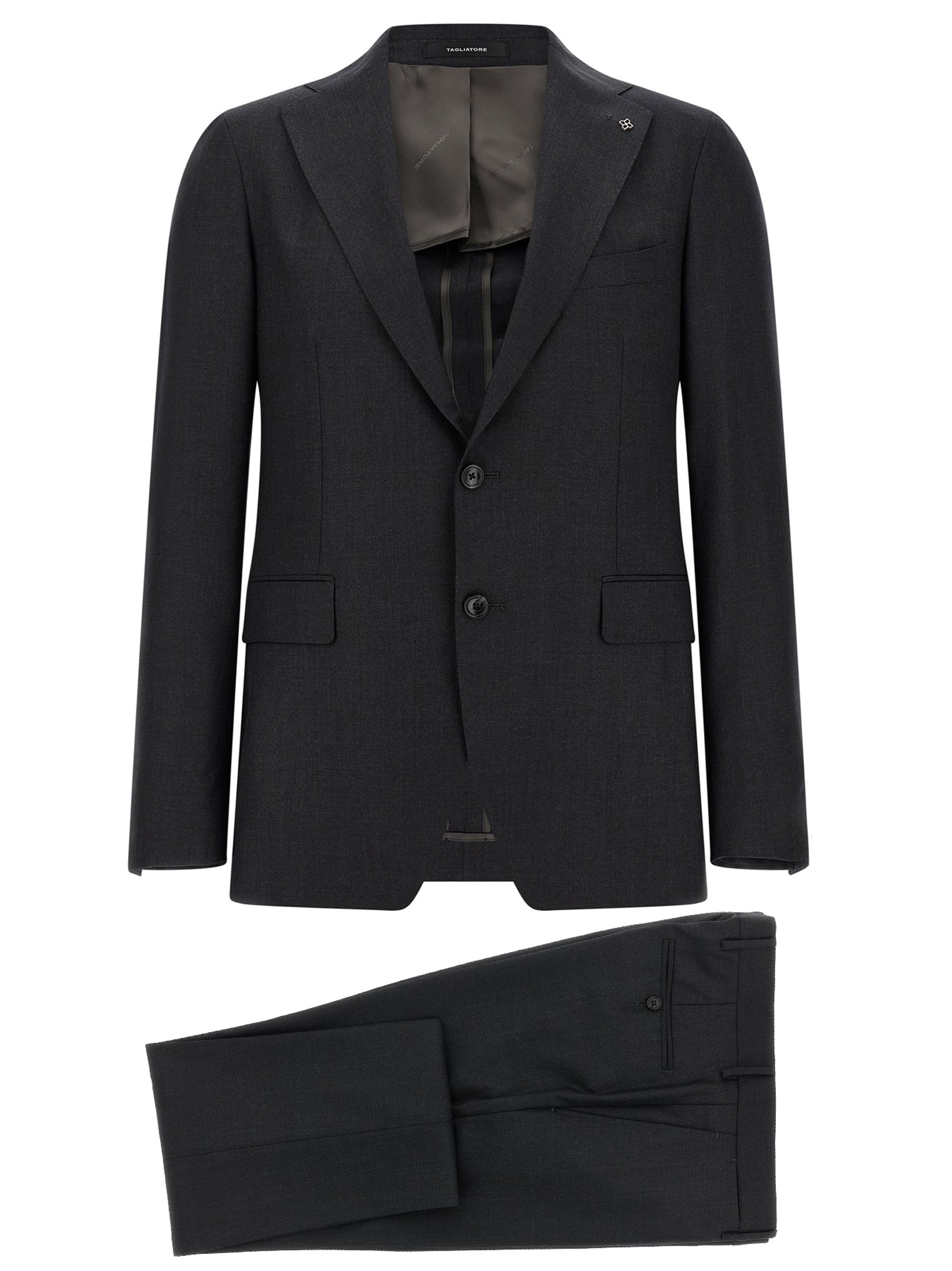 Discover the TAGLIATORE Gray Virgin Wool Two-Piece Suit, a masterpiece of Italian craftsmanship that embodies timeless elegance and sophistication for the discerning individual.