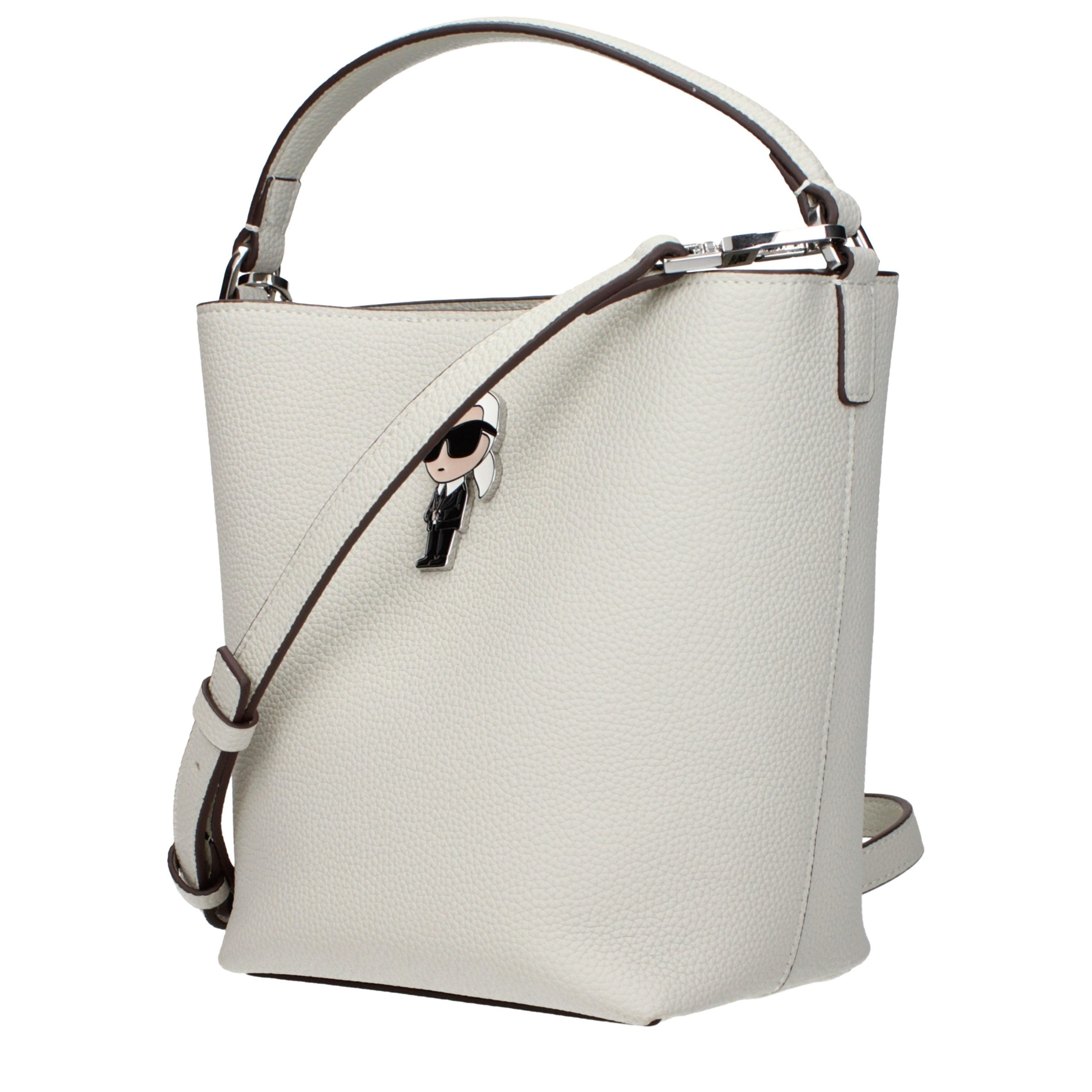Indulge in the elegance of the Karl Lagerfeld Gray Leather Handbag, a masterpiece of luxury craftsmanship designed for the discerning individual who embodies sophistication.