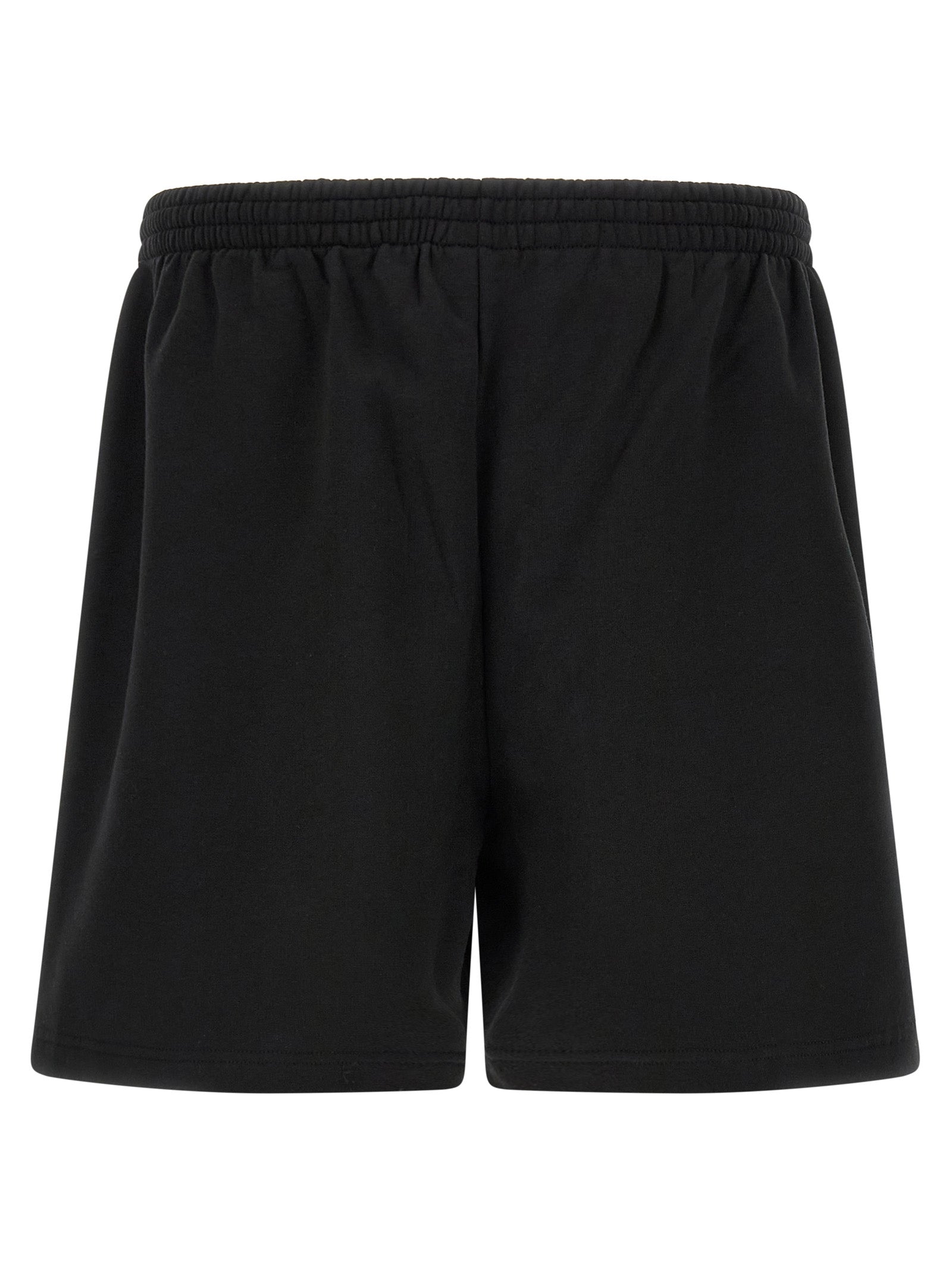 Elevate your casual elegance with Balenciaga Black Cotton Bermuda Shorts, expertly crafted from luxurious dry fleece for a relaxed fit that redefines sophistication.