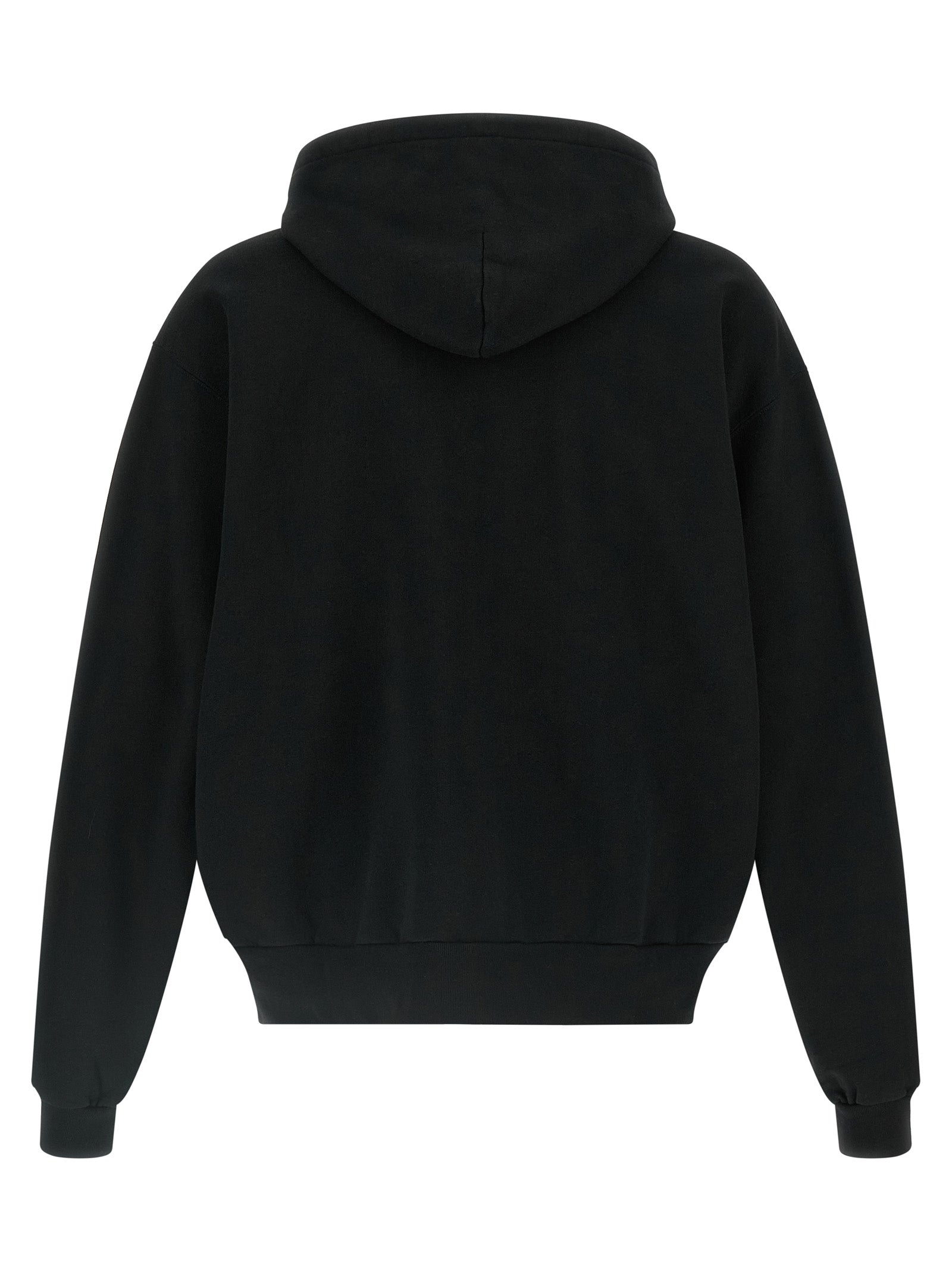 Elevate your wardrobe with the Balenciaga Black Cotton Sweatshirt, a bold fusion of comfort and style, featuring a striking graphic that embodies modern luxury.