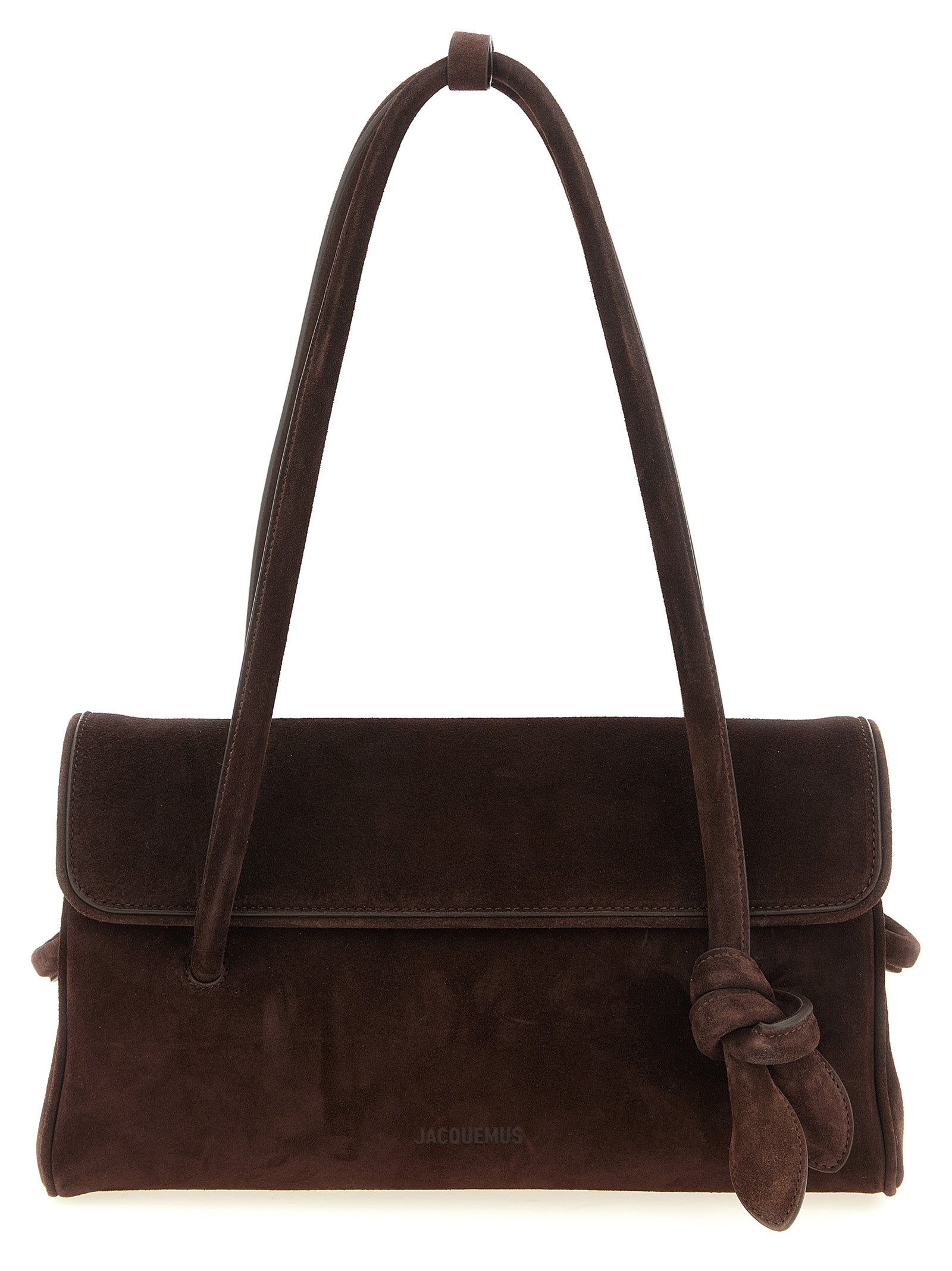 Discover the Jacquemus Brown Calfskin Shoulder Bag, a masterpiece of luxury and design, crafted from sumptuous calfskin leather to elevate your style with sophistication.