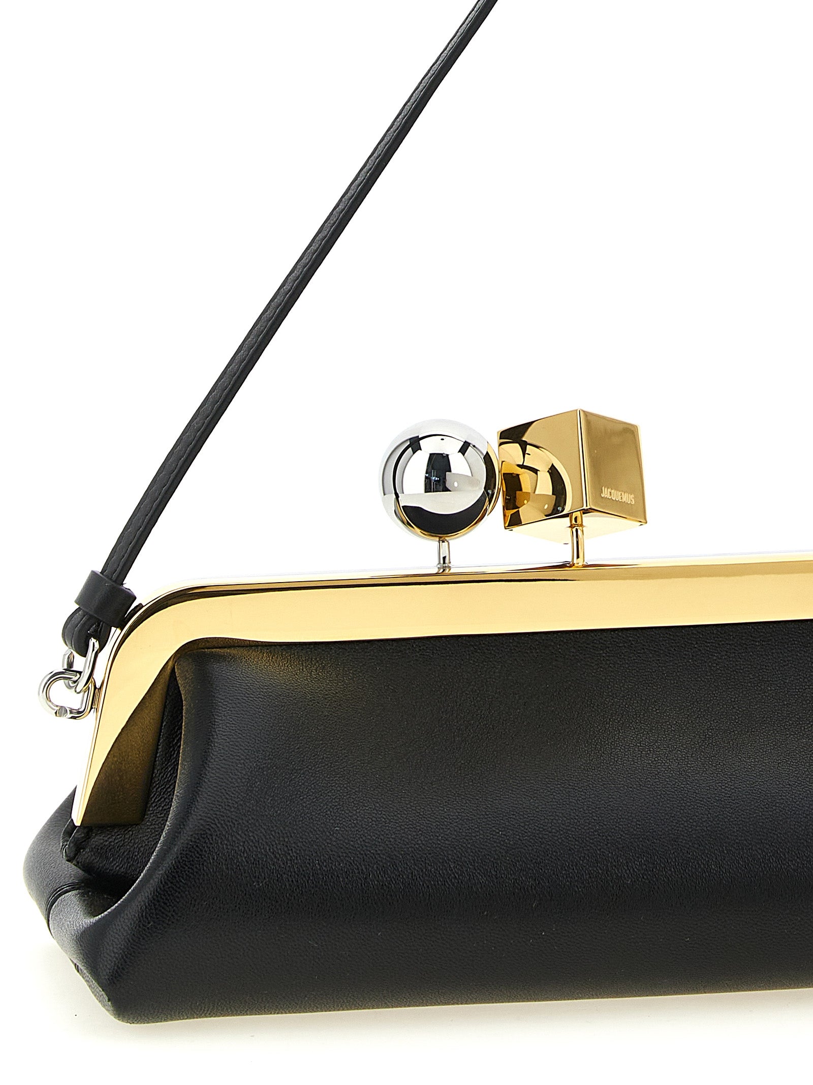 Discover the Jacquemus Black Lamb Leather Clutch, a timeless masterpiece of elegance and sophistication, perfect for those who embody luxury and style.