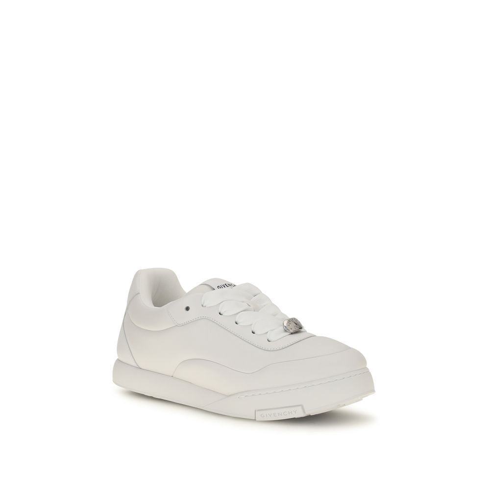 Indulge in the essence of luxury with Givenchy's White Calf Leather Bos Taurus Sneakers, where exquisite craftsmanship meets contemporary design for the discerning individual.