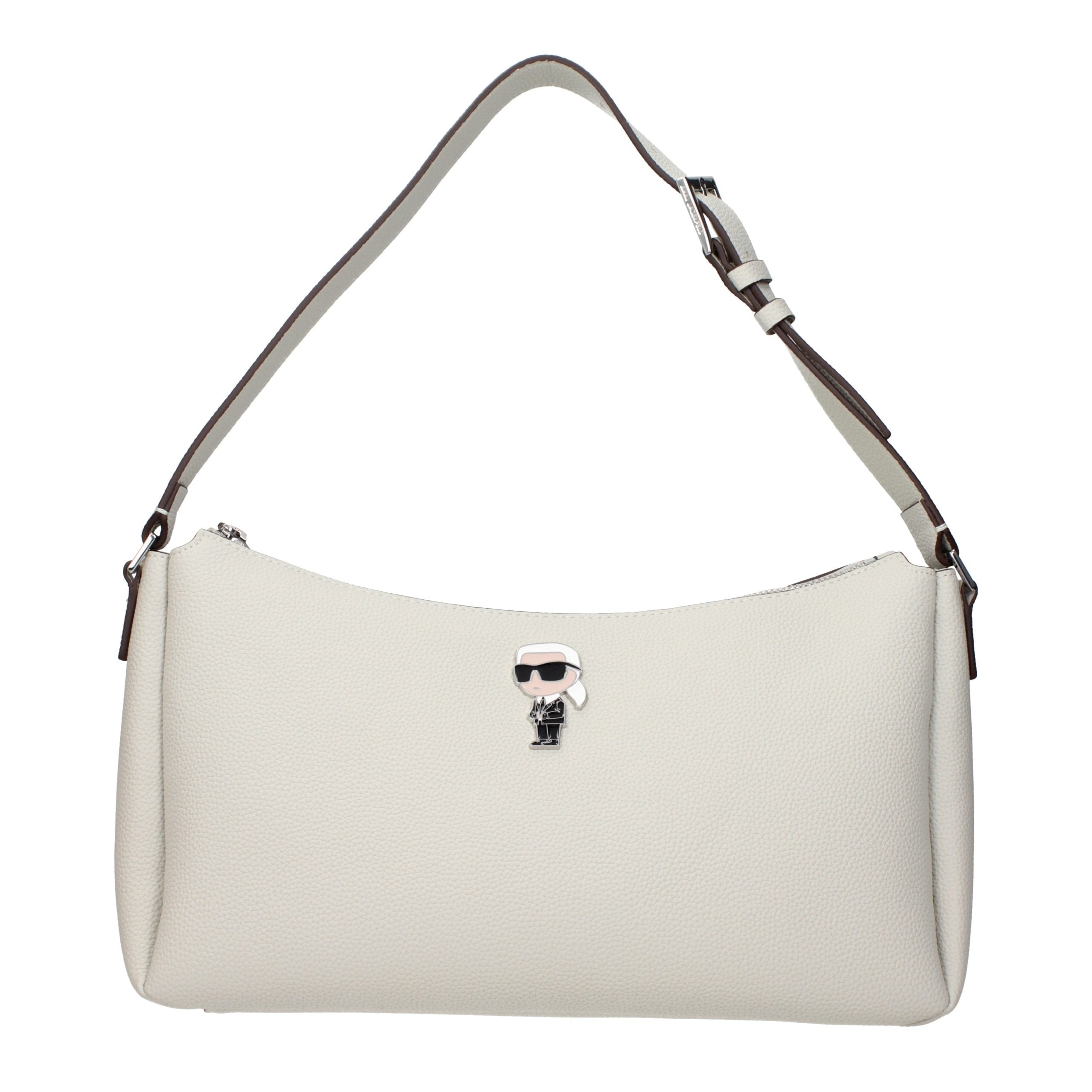 Discover the Karl Lagerfeld Gray Leather Shoulder Bag, a symbol of timeless elegance crafted from premium leather, perfect for elevating any ensemble with sophistication.