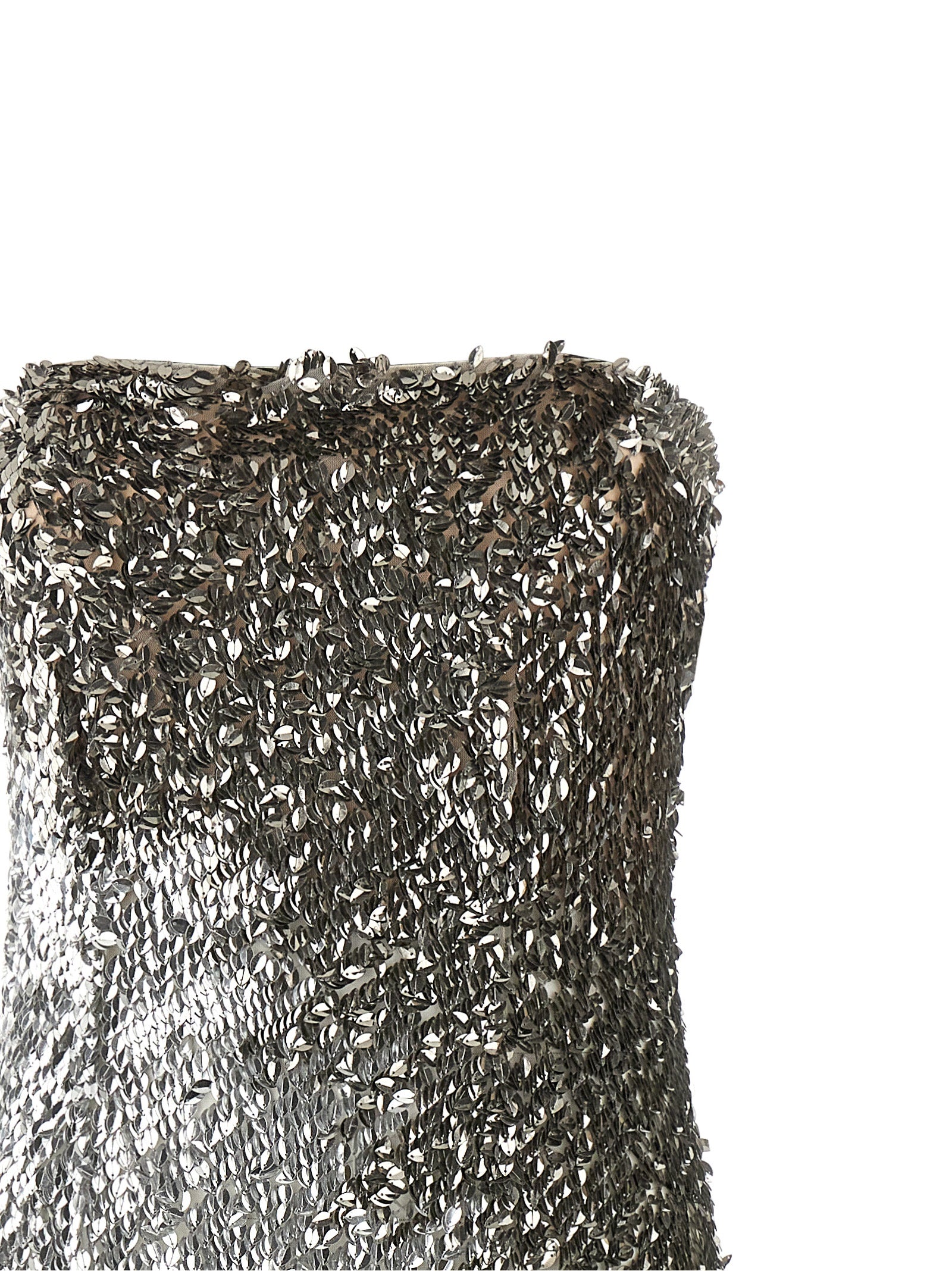 Elisabetta Franchi Silver Midi Dress - Modern Elegance Redefined