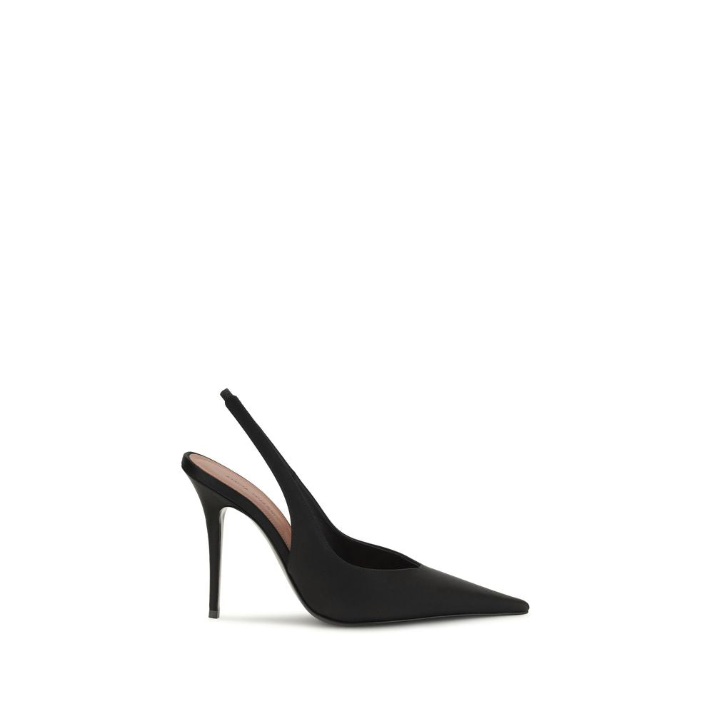 Amina Muaddi Black Satin High Heel Pumps - Timeless Elegance