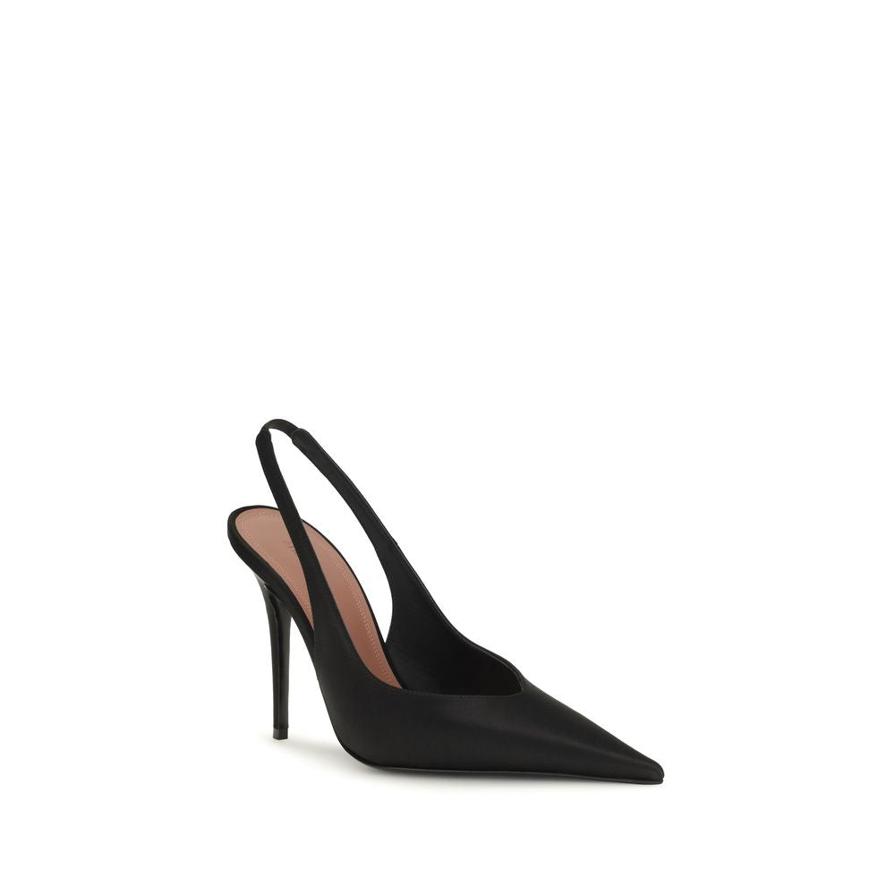 Amina Muaddi Black Satin High Heel Pumps - Exquisite Elegance