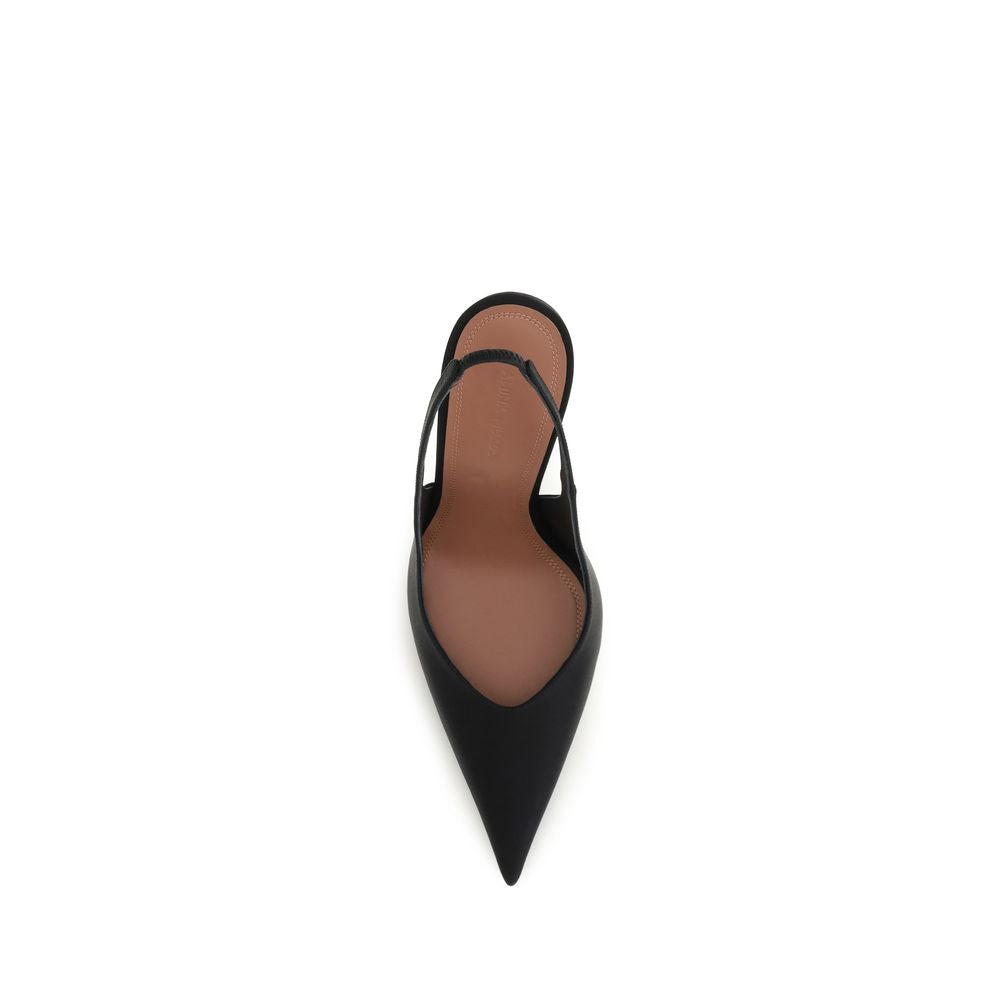 Amina Muaddi Black Satin High Heel Pumps - Exquisite Luxury