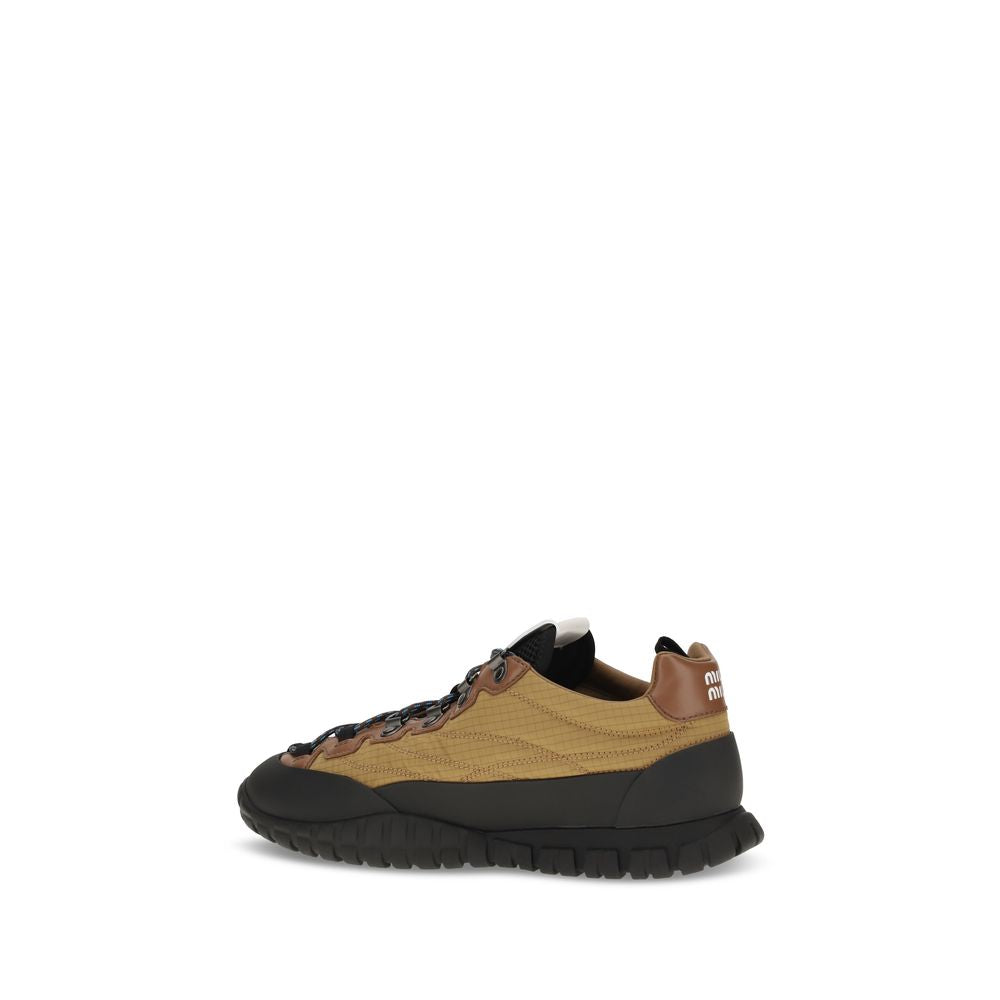 Miu Miu Beige Polyamide Athletic Sneakers - Luxury Footwear Elegance