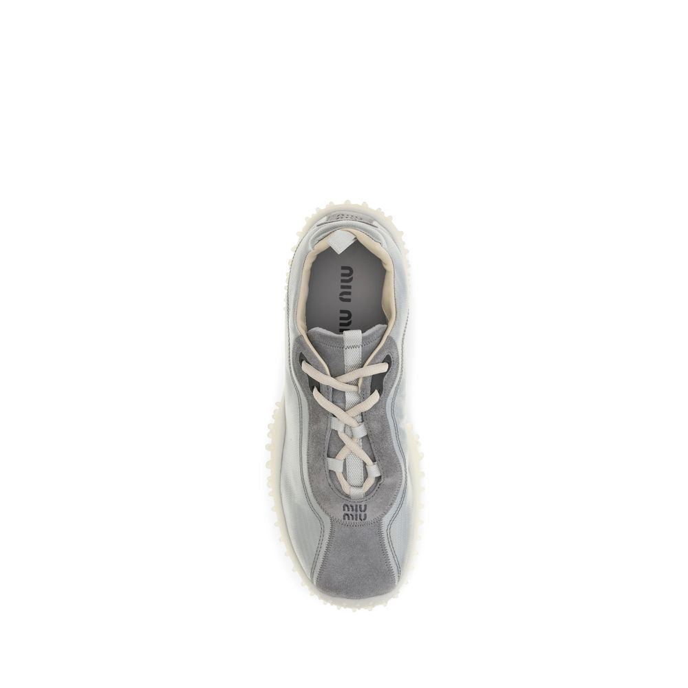 Miu Miu Gray Recycled Polyamide Chunky Sneakers - Sustainable Luxury