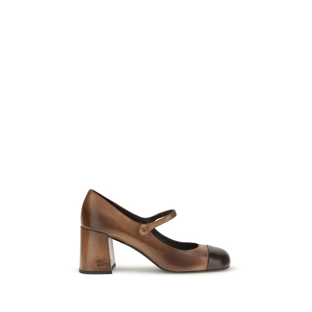 Miu Miu Brown Calf Leather Ballet Flats - Timeless Elegance