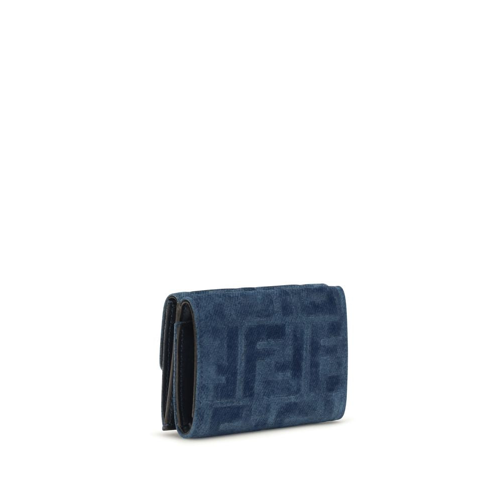Fendi Blue Cotton Wallet - Exquisite Trifold Luxury Accessory