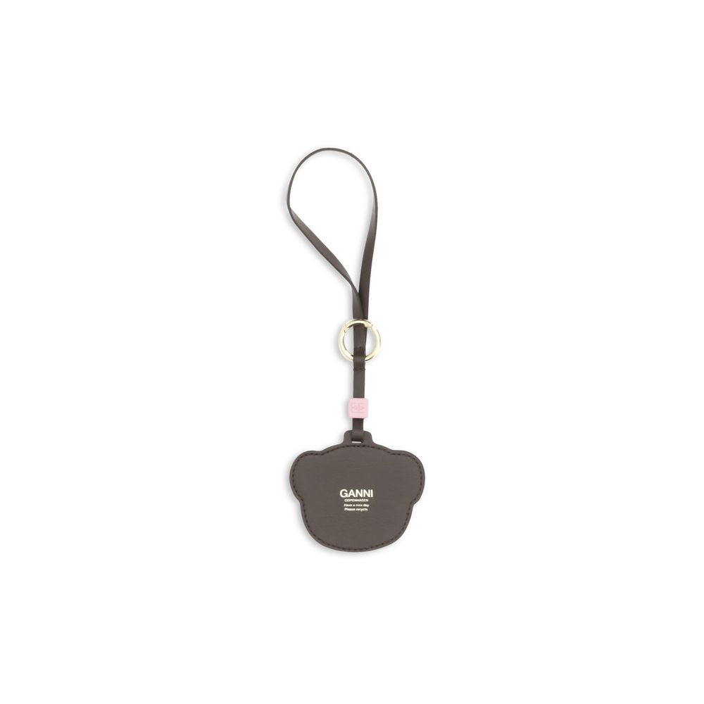 Ganni Beige Recycled Leather Keychain – Sustainable Luxury Accessory