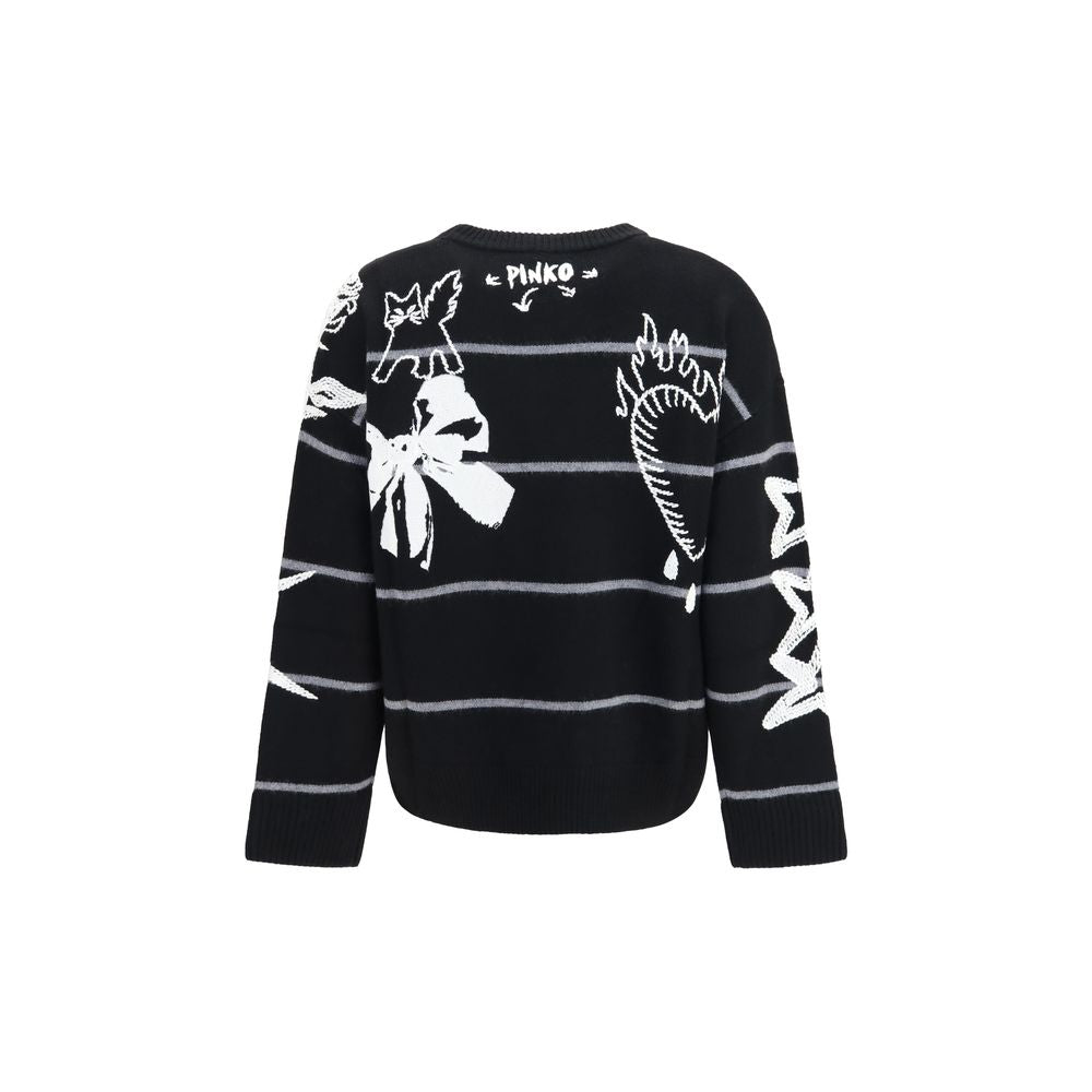 PINKO Black Wool Oves Aries Sweatshirt - Luxurious Merino Elegance