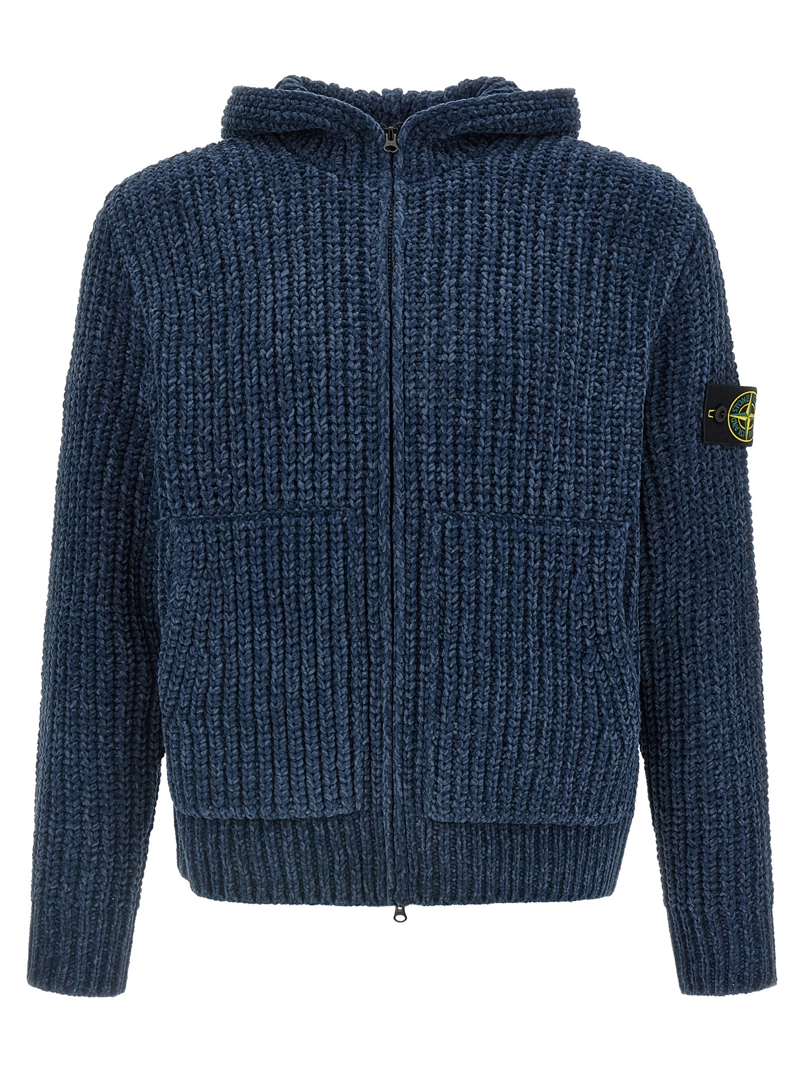 Stone Island Blue Cotton Cardigan - Elevate Your Casual Elegance