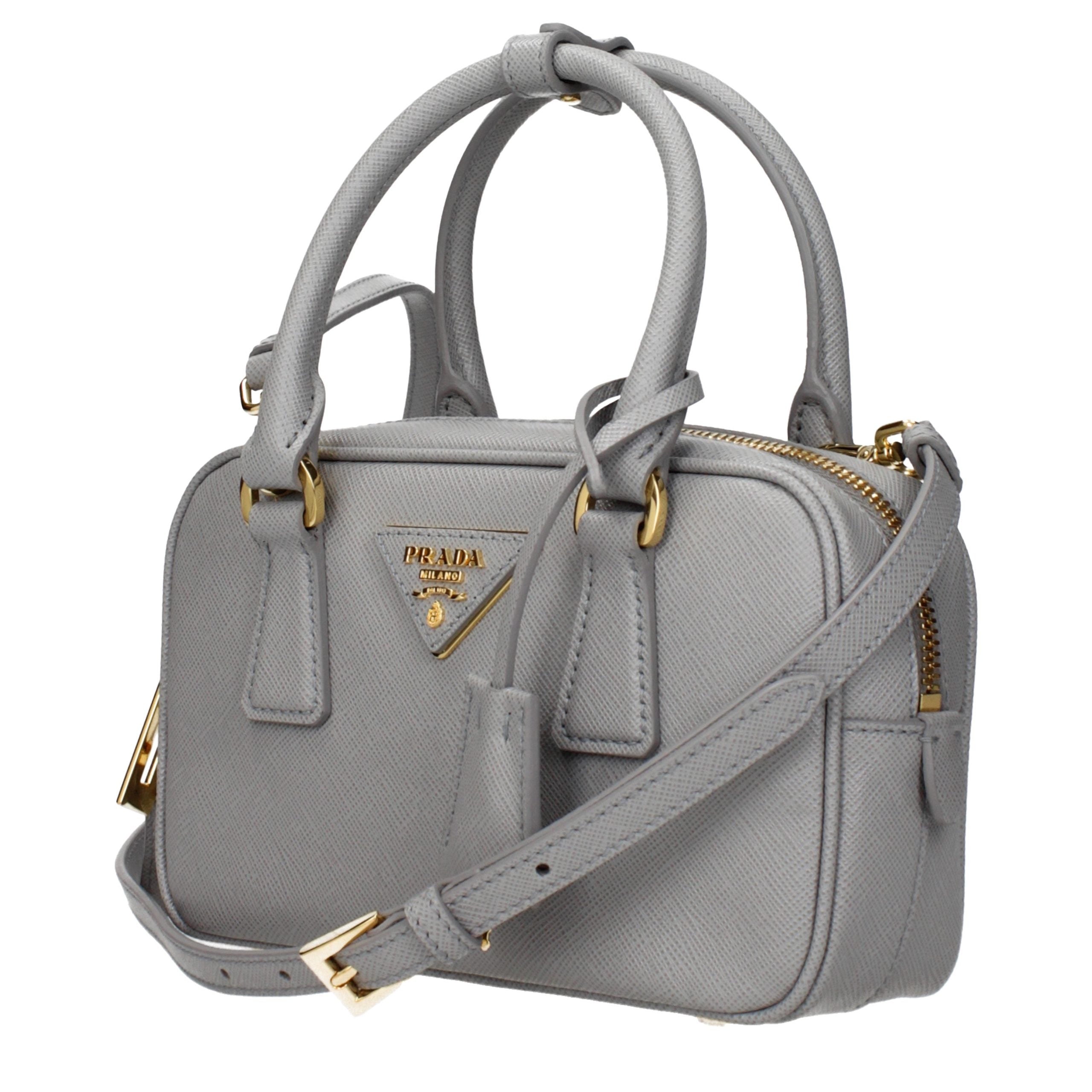 Prada Gray Leather Handbag - Timeless Elegance for the Discerning