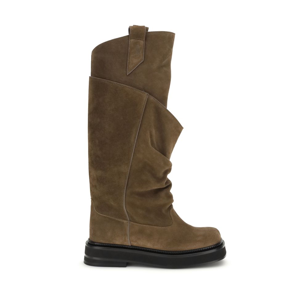 The Attico Brown Calf Leather Lace-Up Boots - Luxury Footwear