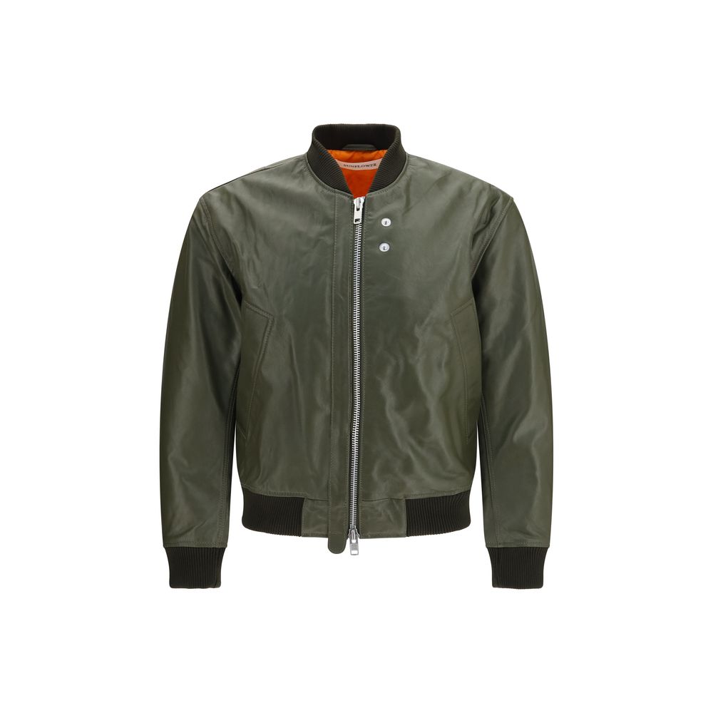 Sunflower Bicolor Calf Leather Aviator Jacket - Luxurious Craftsmanship