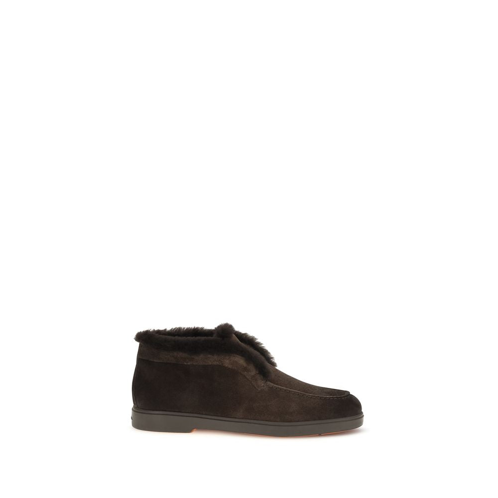 Santoni Brown Calf Leather Ankle Boots - Timeless Luxury Footwear