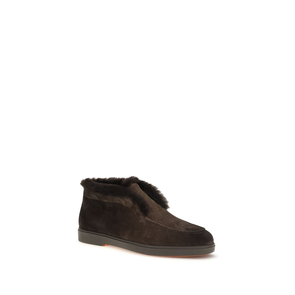 Santoni Brown Calf Leather Ankle Boots - Timeless Luxury Footwear