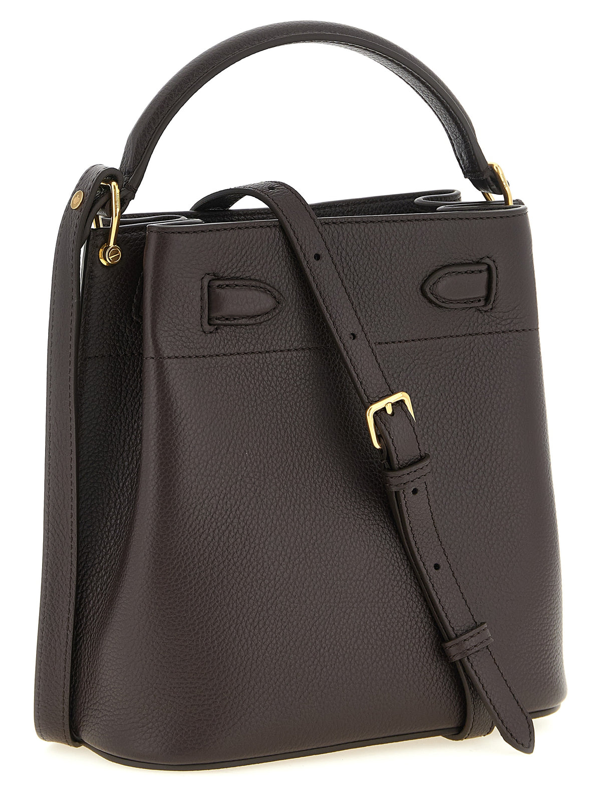 Indulge in the Mulberry Islington small bucket bag, a timeless masterpiece of hammered calf leather, embodying elegance and sophistication for the discerning individual.