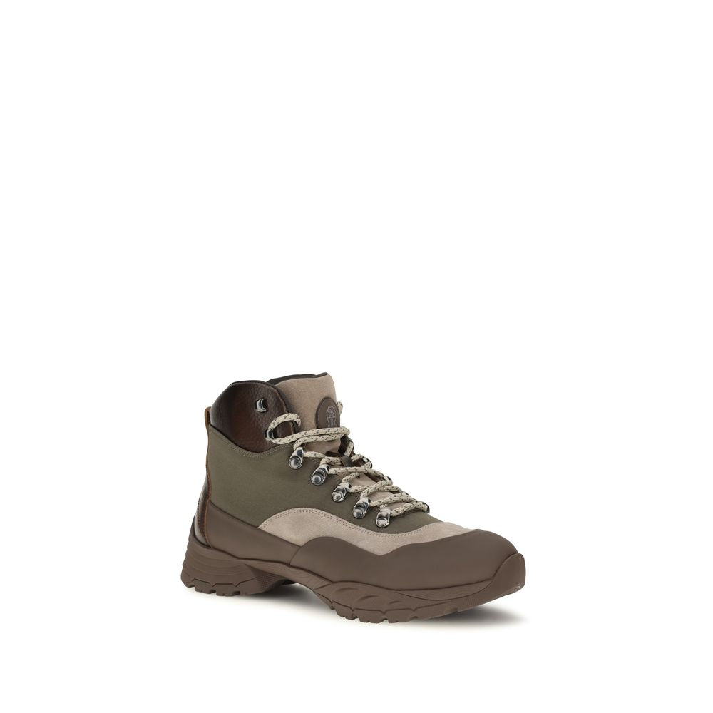 Discover the Brunello Cucinelli Bicolor Nylon Lace-Up Boots, where hiking-inspired elegance meets refined craftsmanship, perfect for those who embrace luxury in every step.