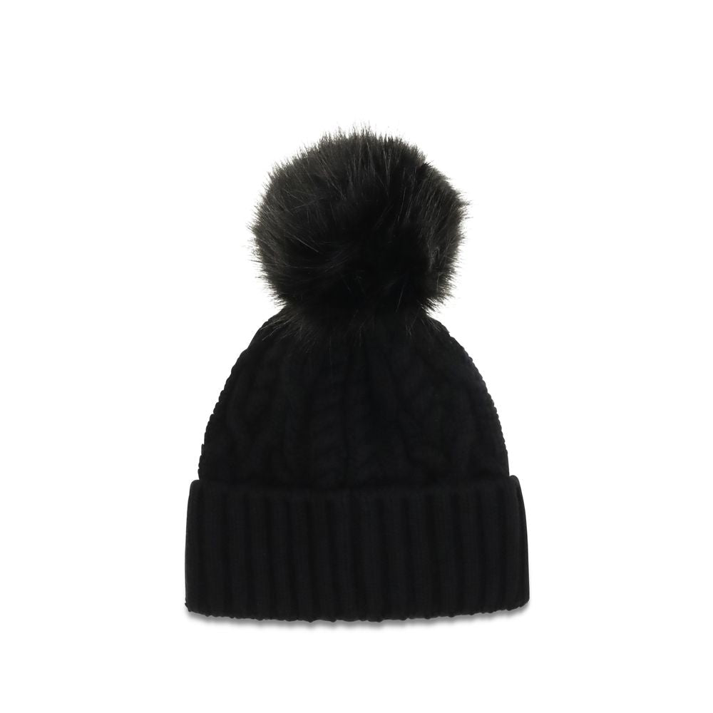 Indulge in the Moncler Black Wool Oves Aries Beanie, a luxurious blend of fleece wool and cashmere, crafted for warmth and elegance in every winter moment.
