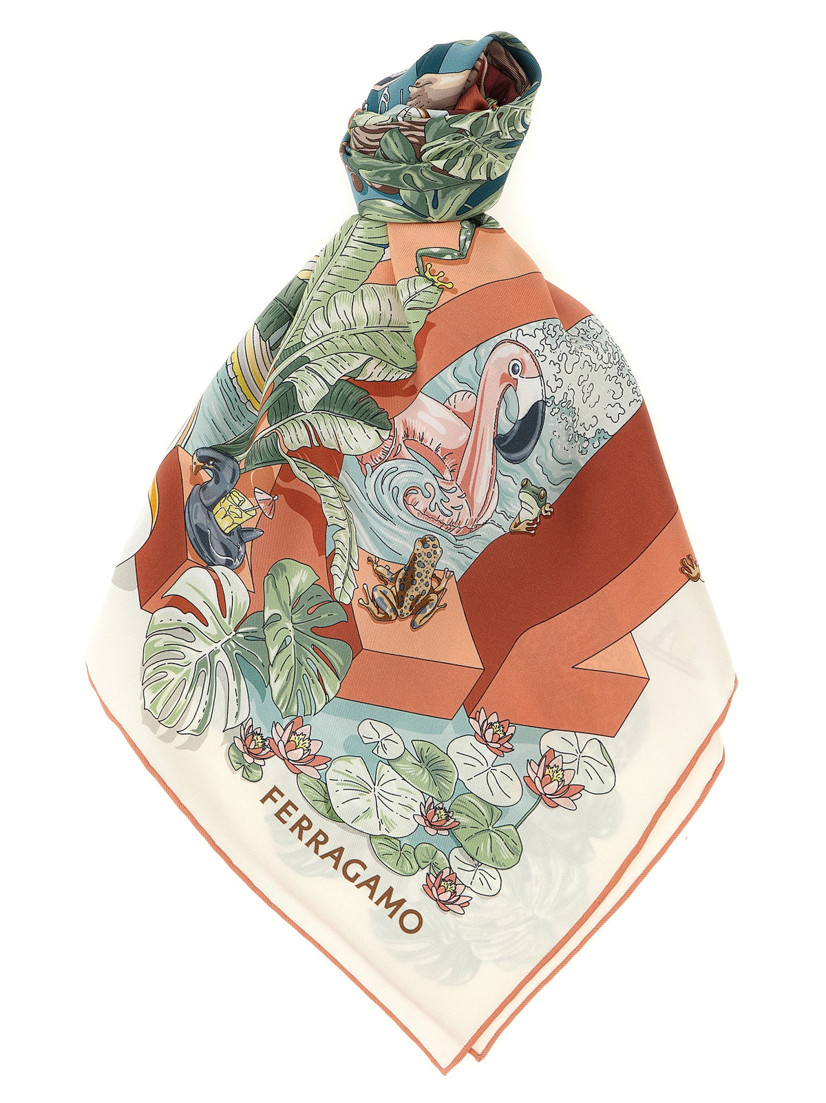 Indulge in the exquisite allure of the Ferragamo Multicolor Silk Scarf, a masterpiece of Italian craftsmanship that elevates any ensemble with its vibrant design and luxurious silk.
