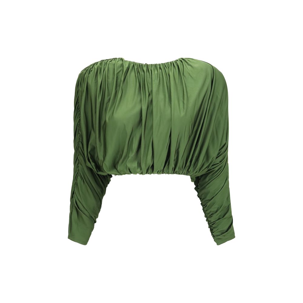 Elevate your wardrobe with the Self-Portrait Bicolor Viscose Long Sleeve T-Shirt, a luxurious blend of draped jersey and sophisticated design, perfect for any occasion.