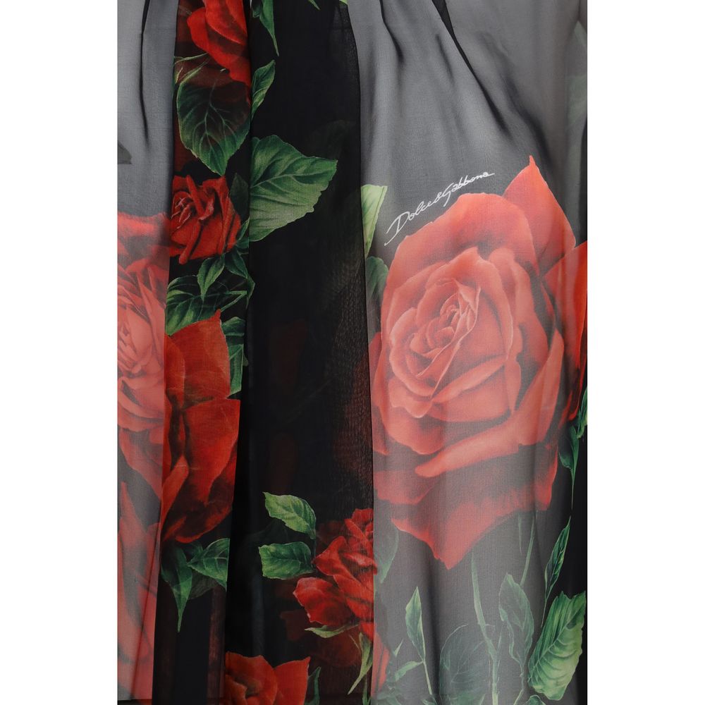 Dolce & Gabbana Black Silk Blouse - Exquisite Floral Elegance