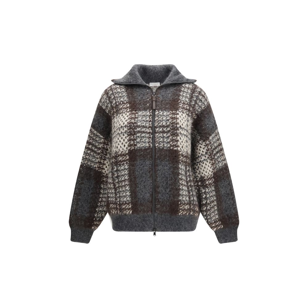 Brunello Cucinelli Gray Mohair Cardigan - Timeless Luxury Elegance