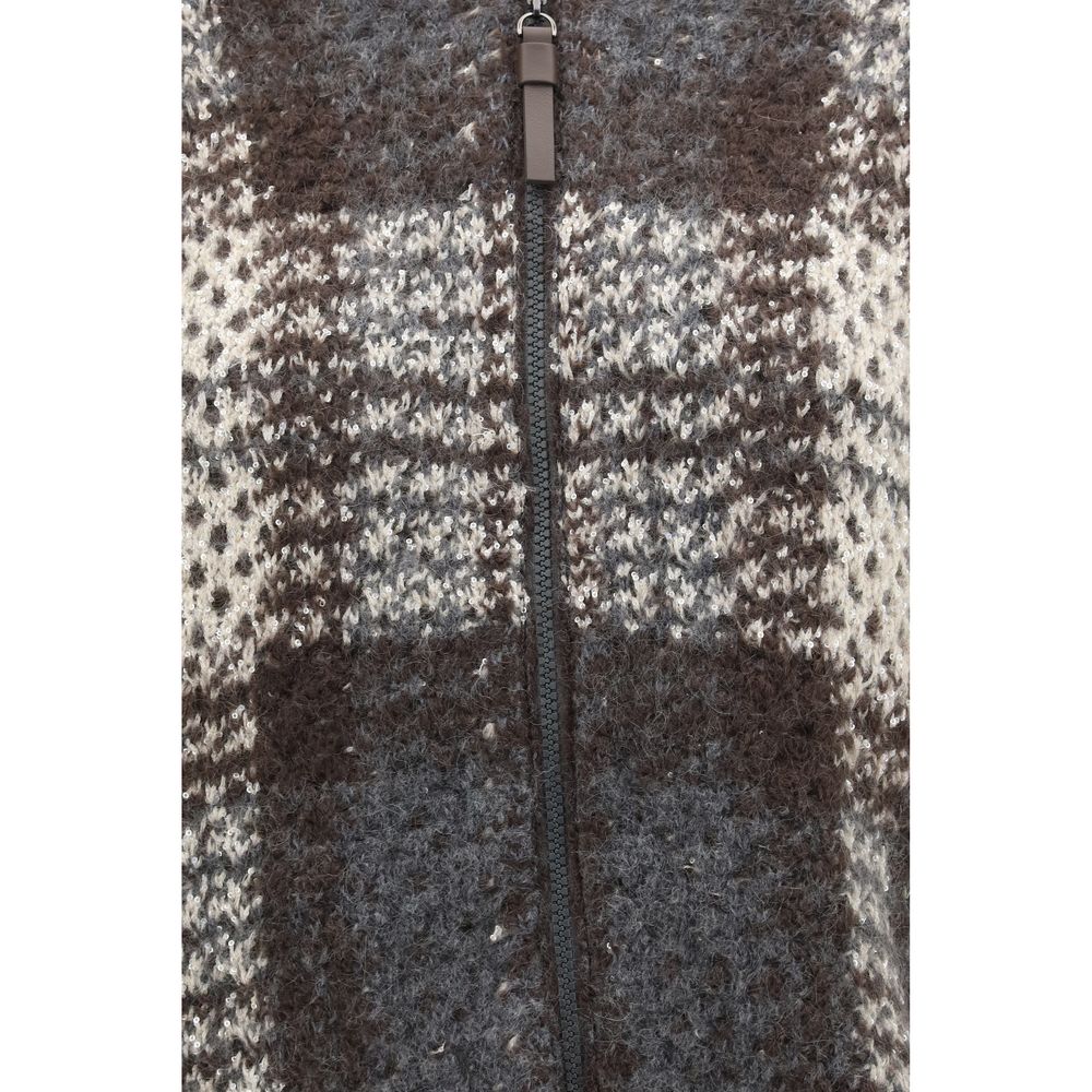 Brunello Cucinelli Gray Mohair Cardigan - Timeless Luxury Elegance