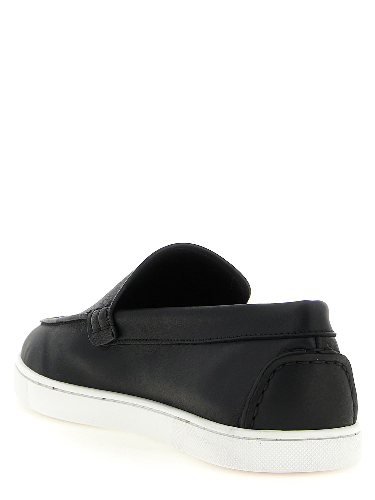 Elevate your style with Christian Louboutin's Black Calfskin Slip-On Loafers, a seamless blend of elegance and modernity, crafted for the discerning individual.
