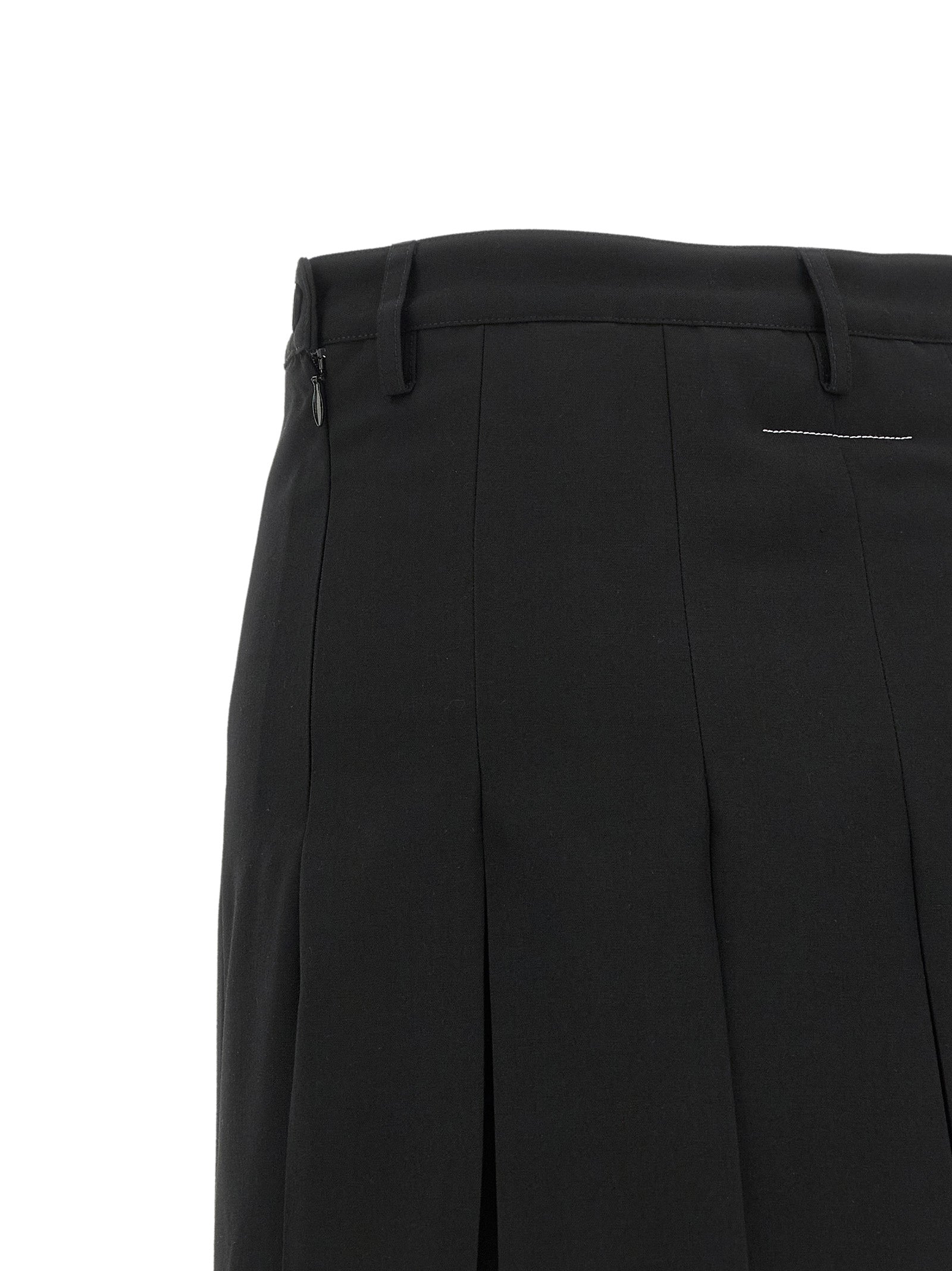 MM6 Maison Margiela Black Polyester Midi Skirt