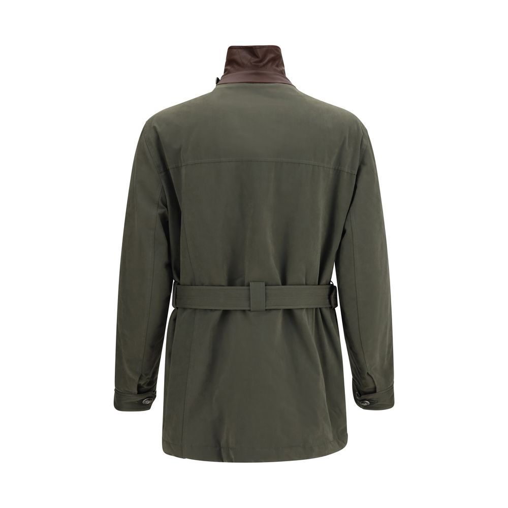 Elevate your style with the Brunello Cucinelli Bicolor Cotton Full-Length Jacket, a masterpiece of luxury and craftsmanship, perfect for any sophisticated occasion.