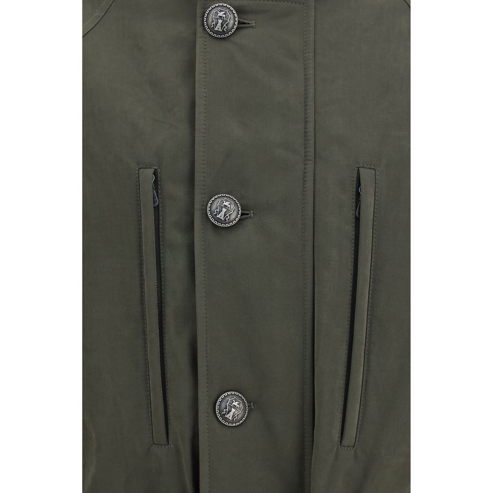 Discover the Brunello Cucinelli Bicolor Cotton Full-Length Jacket, a masterpiece of luxury craftsmanship, blending elegance and practicality for the discerning individual.