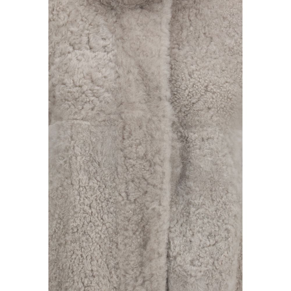 Brunello Cucinelli Gray Faux Fur Full-Length Jacket - Luxurious Elegance