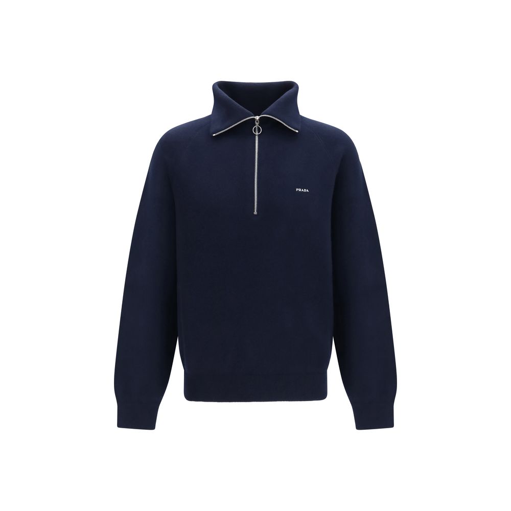 Discover the Prada Blue Wool Oves Aries Polo Shirt, a luxurious blend of fleece wool and cashmere, embodying elegance and comfort for the discerning individual.
