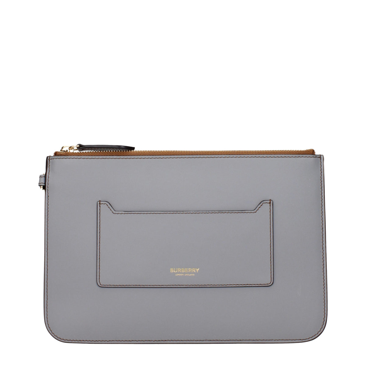 Burberry Gray Leather Clutch Bag - Timeless Luxury Accessory