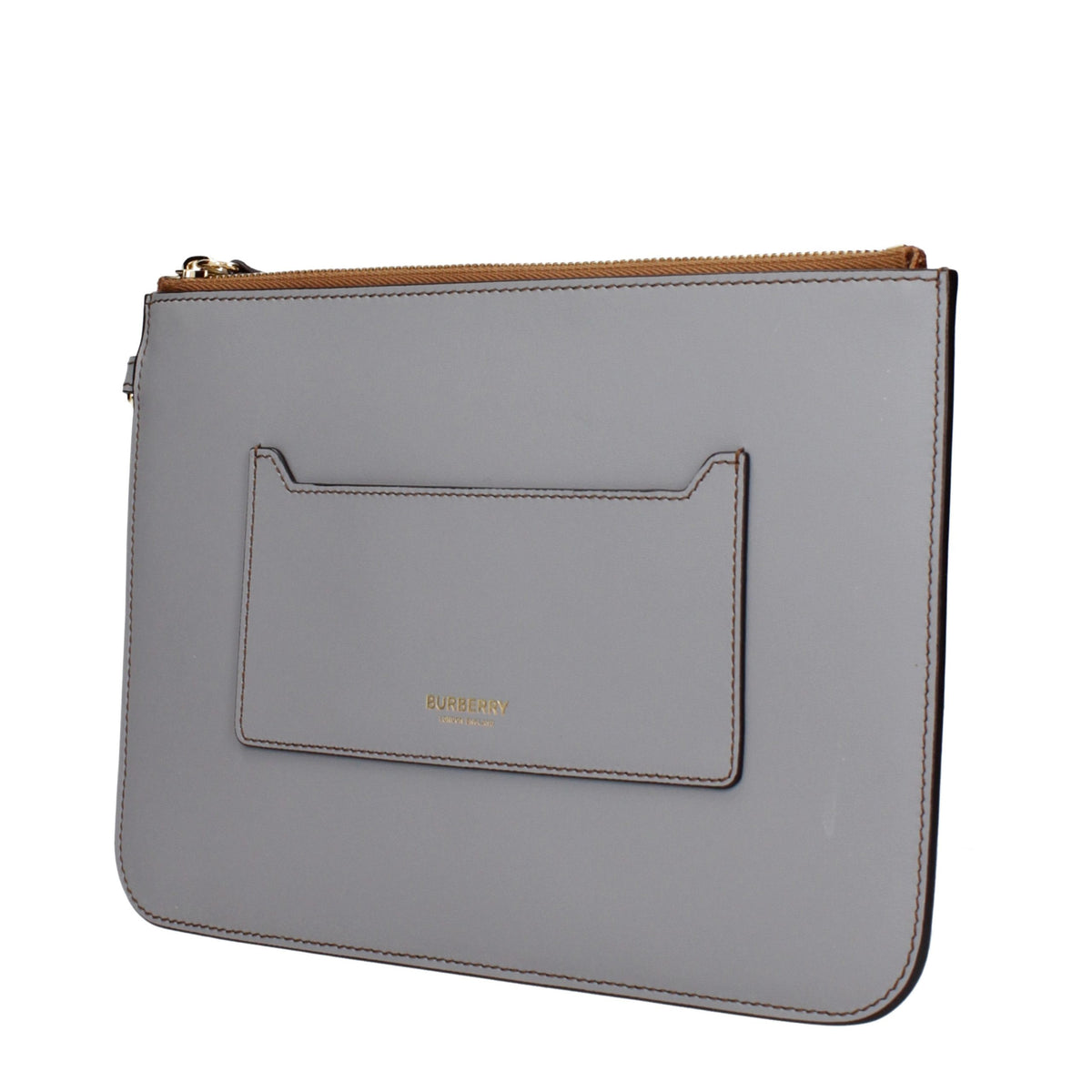 Burberry Gray Leather Clutch Bag - Timeless Luxury Accessory