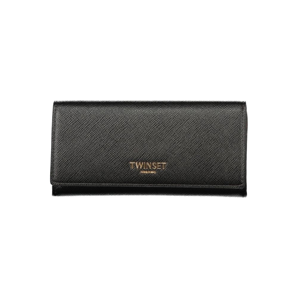 Discover the Twinset Black Polyethylene Wallet, a blend of elegance and functionality, featuring exquisite detailing and multiple compartments for the discerning individual.