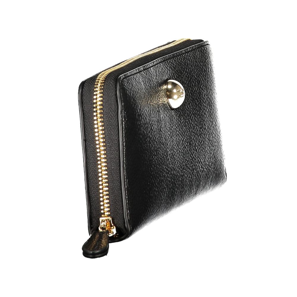 Indulge in the Twinset Black Polyethylene Wallet, a symbol of refined elegance with six compartments and striking details, perfect for the discerning individual.
